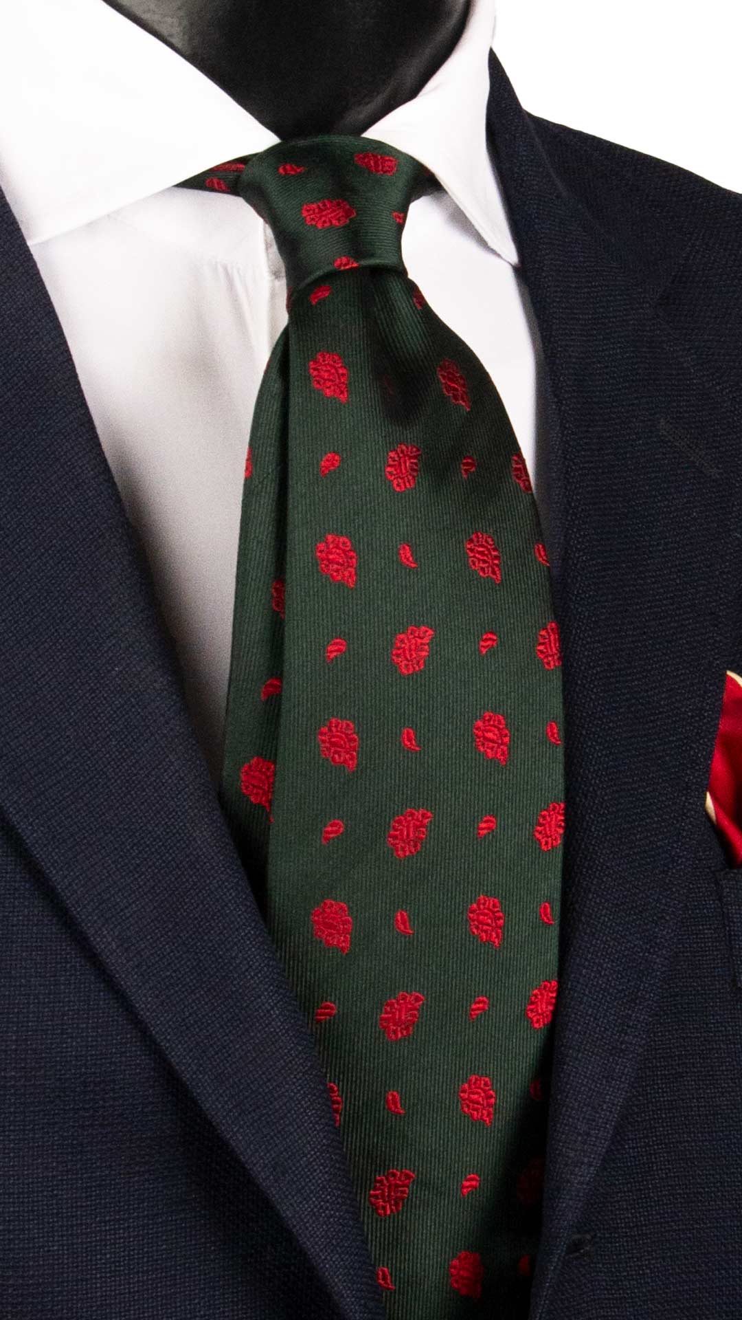 Cravatta di Seta Verde Paisley Rosso 2179 Graffeo Cravatte Made in Italy