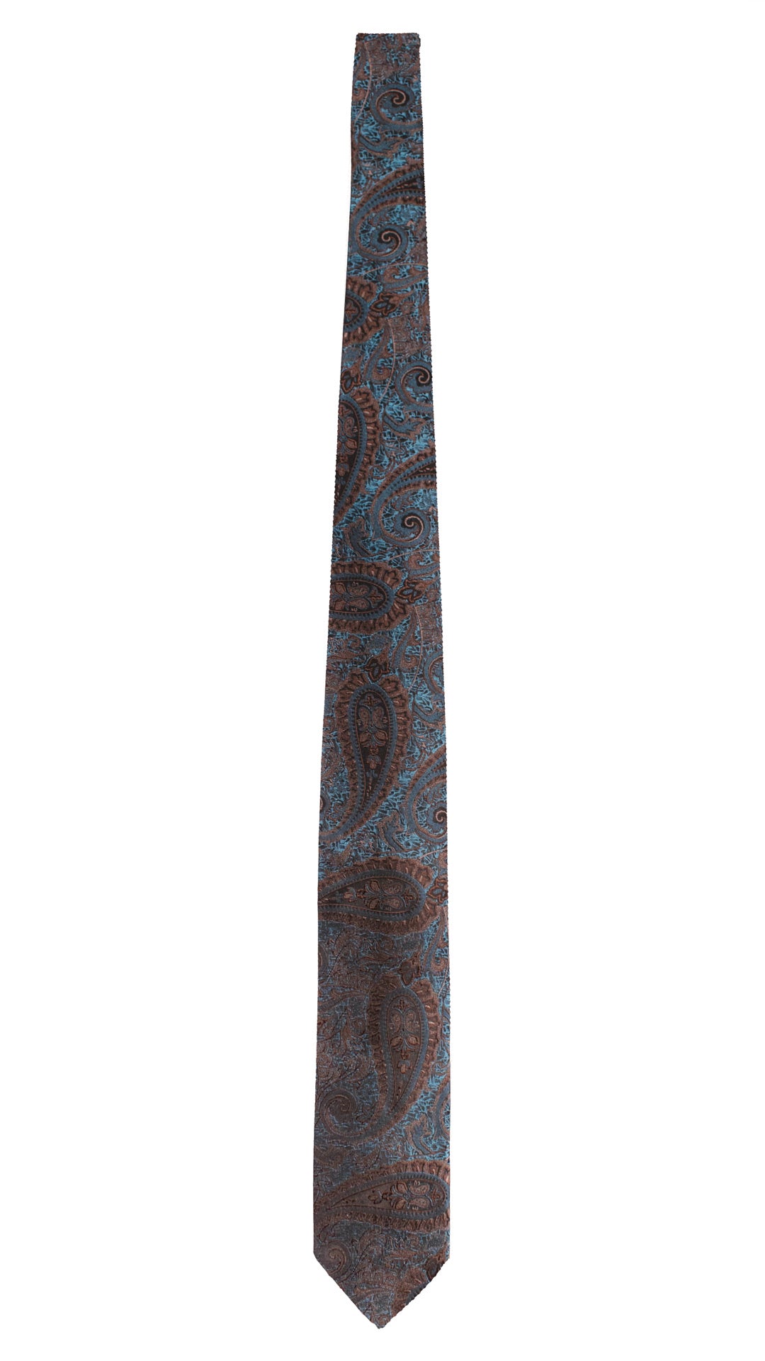Cravatta di Seta Verde Petrolio Paisley Marrone Blu Notte 1519 Graffeo Cravatte  Made in Italy Intera