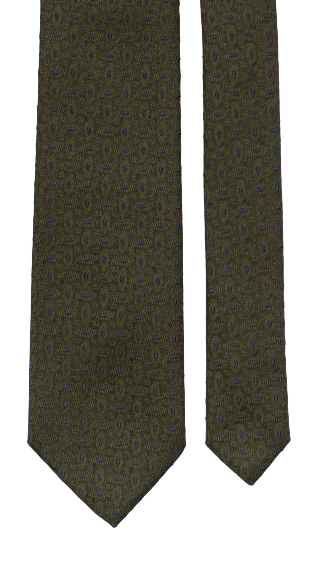 Cravatta di Seta Verde Pino Fantasia Blu 7414 Made in Italy Graffeo Cravatte Pala