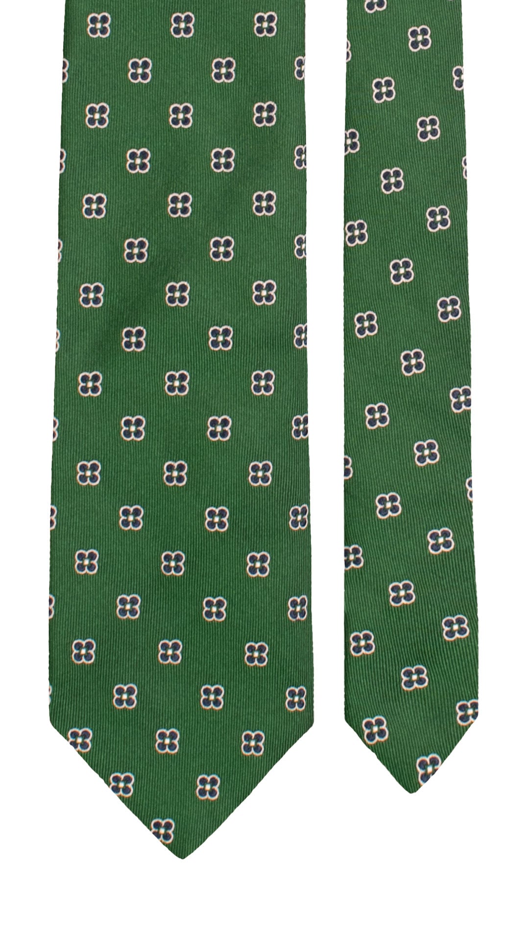 Cravatta di Seta Verde a Fiori Blu Bianchi 7552 Made in Italy Graffeo Cravatte Pala