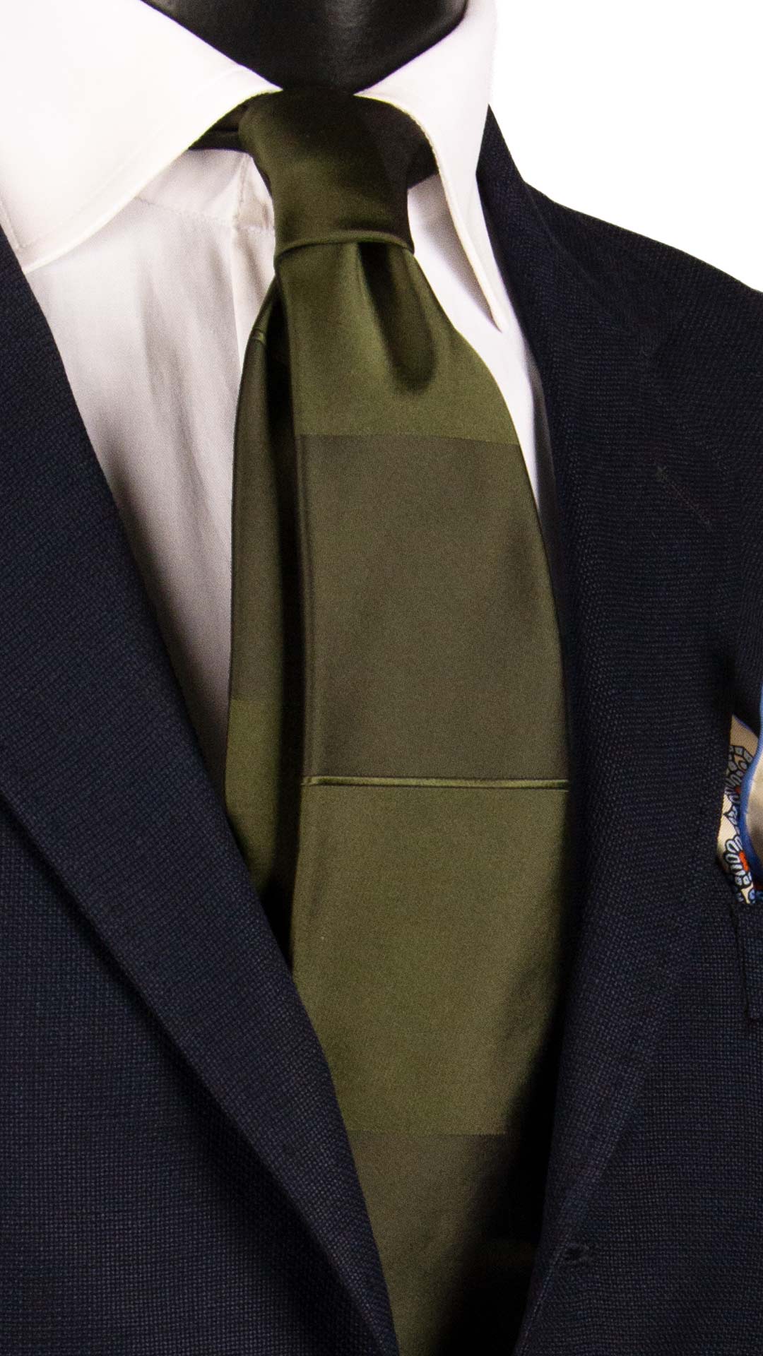 Cravatta di Seta Verde con Righe Orizzontali Tono su Tono 7291 Graffeo Cravatte Made in Italy