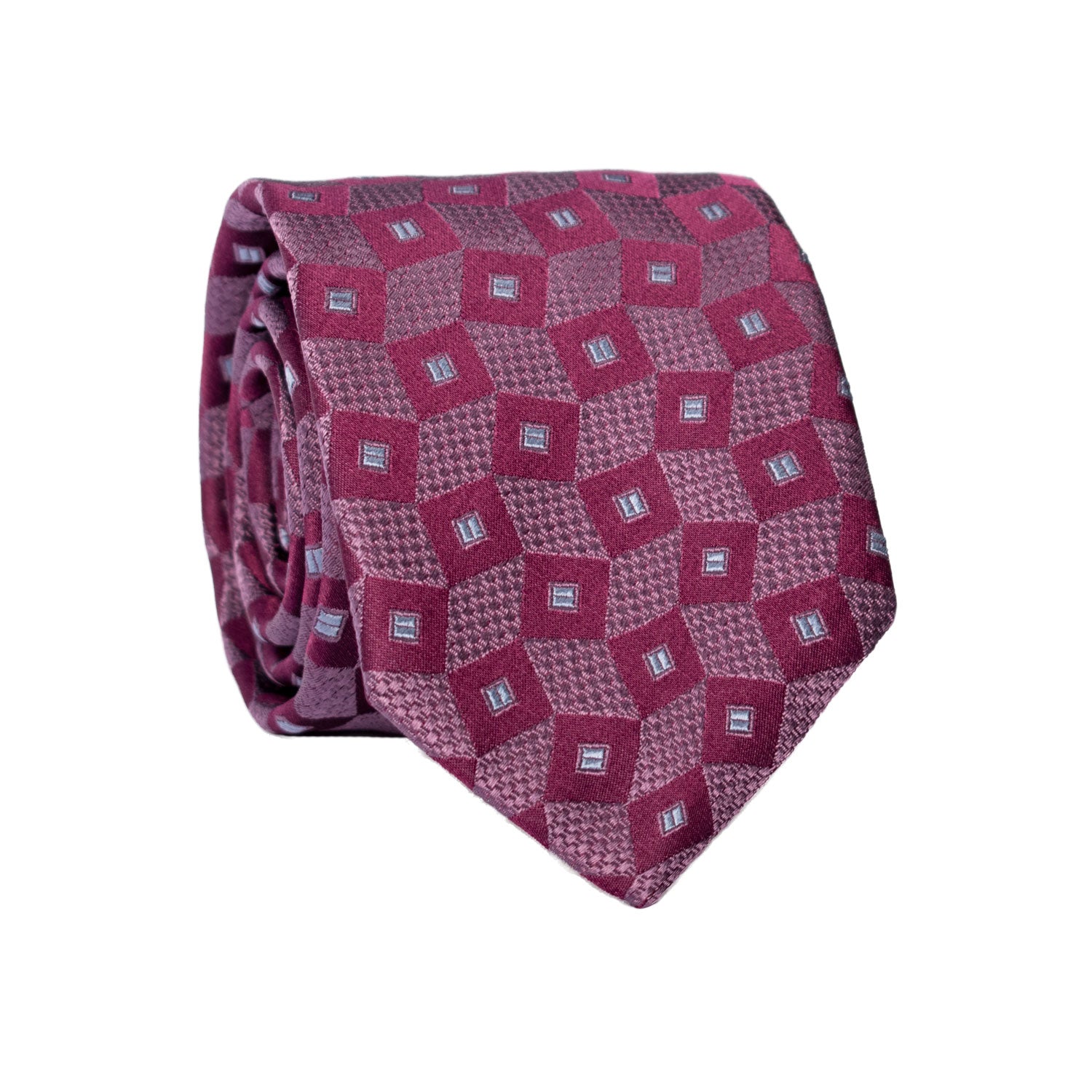 Cravatta di Seta Viola Fantasia Tono su Tono Celeste AN7229 Graffeo Cravatte Made in Italy Rotolo