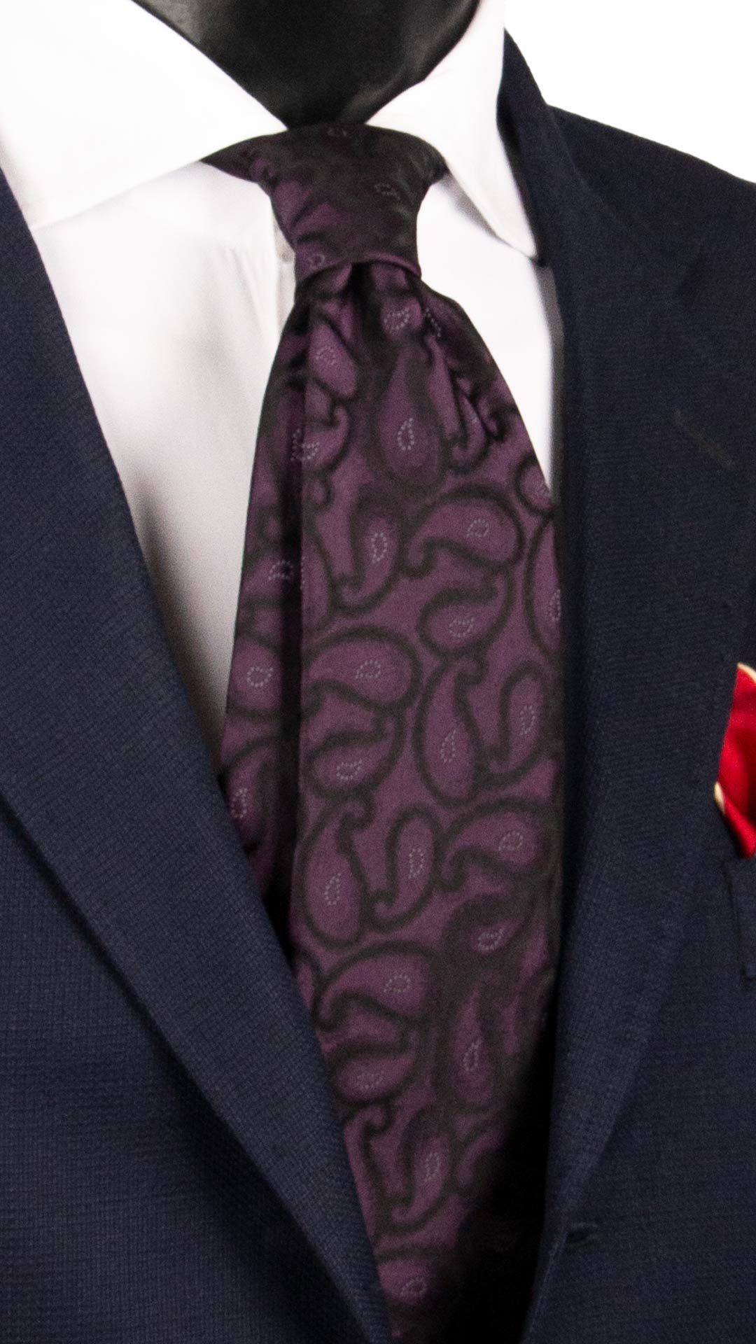Cravatta di Seta Viola Paisley Nero Grigio AN7557 Made in Italy Graffeo Cravatte