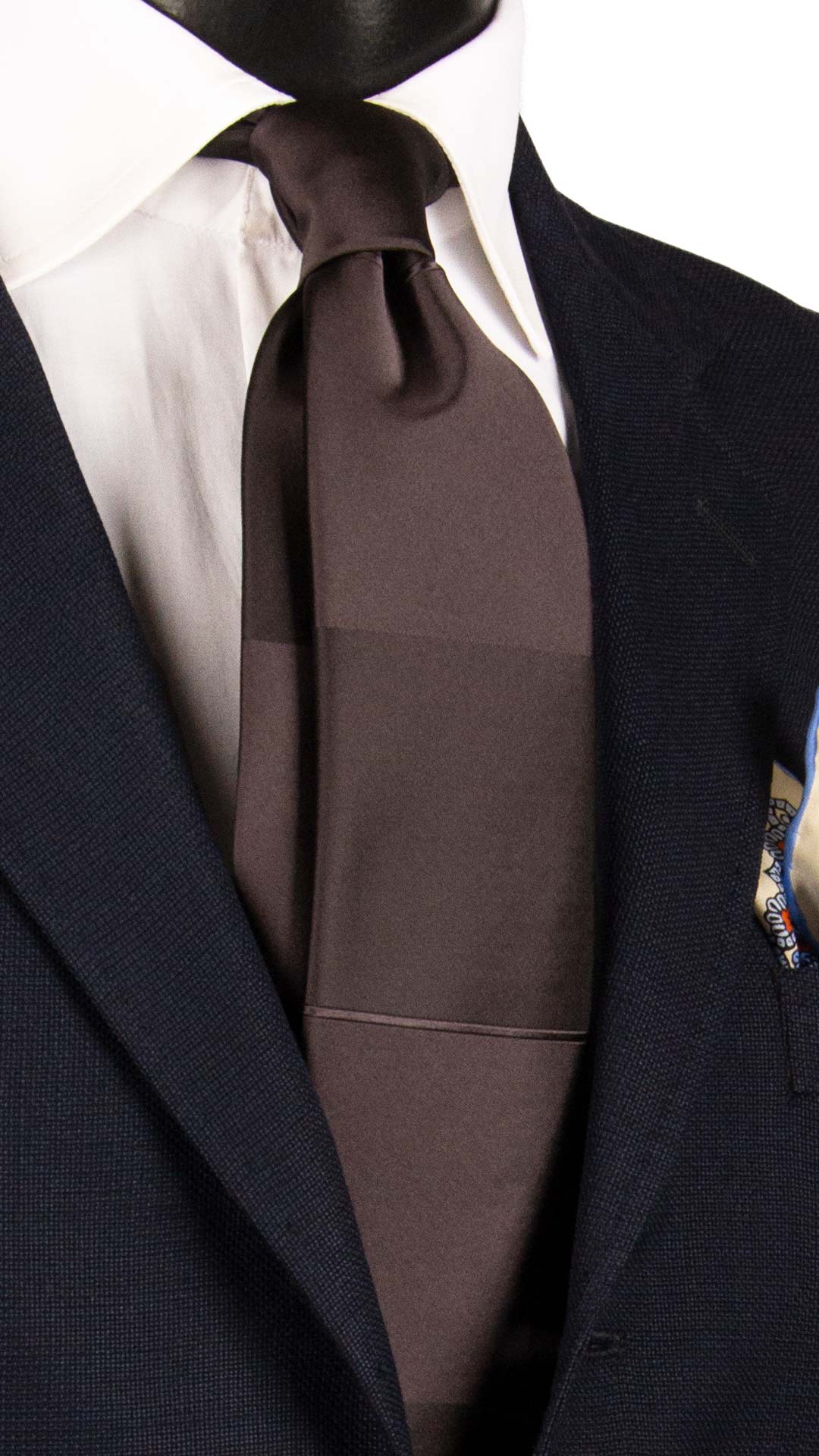 Cravatta di Seta Viola Scuro con Riga Orizzontale Tono su Tono 7287 Graffeo Cravatte Made in Italy