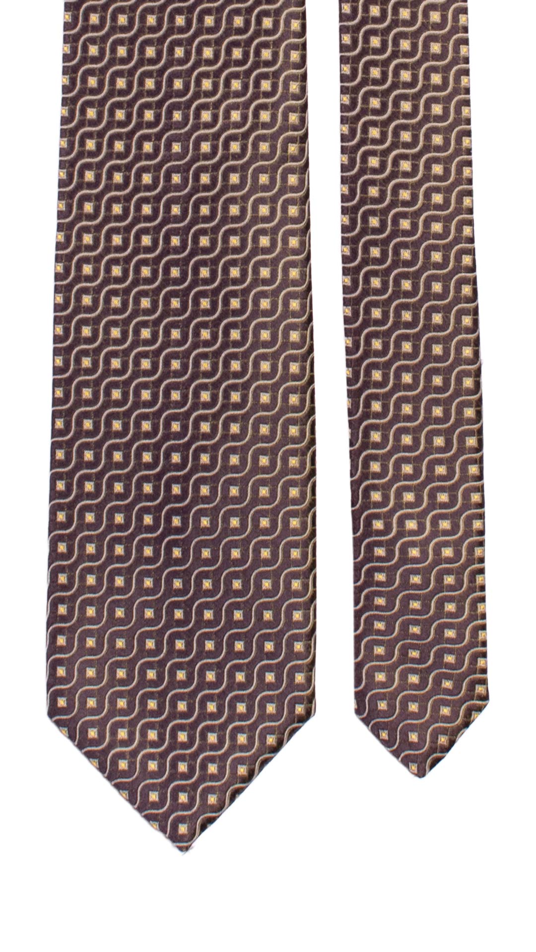 Cravatta di Seta Viola Verde Cangiante Fantasia Grigia Gialla 7269 Graffeo Cravatte Made in Italy Pala