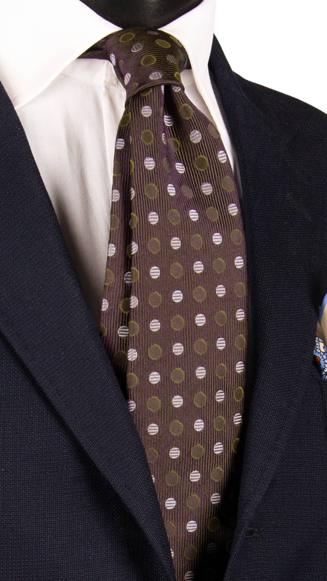 Cravatta di Seta Viola Verde Fantasia Tono su Tono Glicine 7248 Graffeo Cravatte Made in Italy