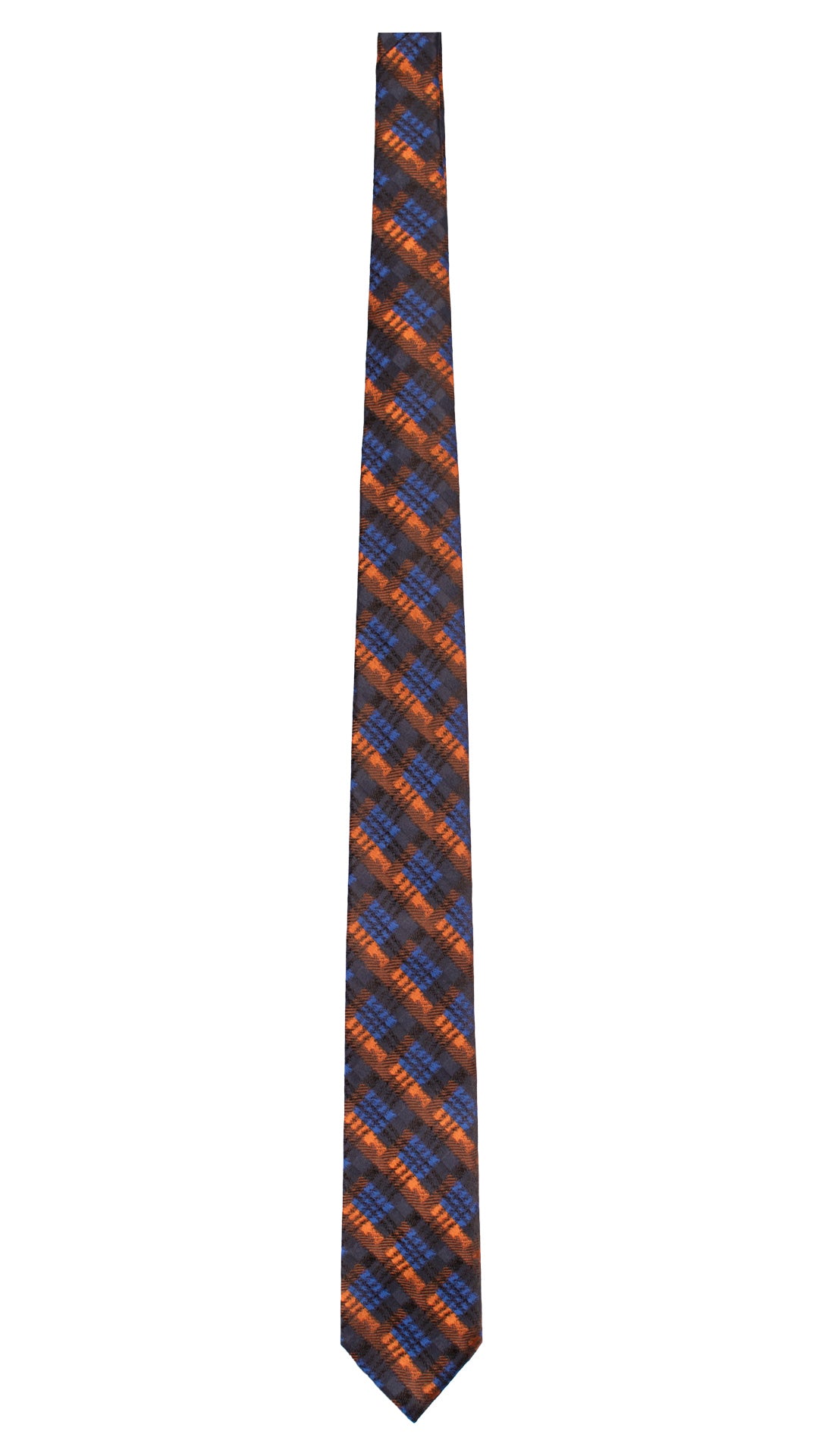 Cravatta di Seta Blu Notte a Quadri Bluette Ruggine Marrone AN7431 Made i Italy Graffeo Cravatte Intera