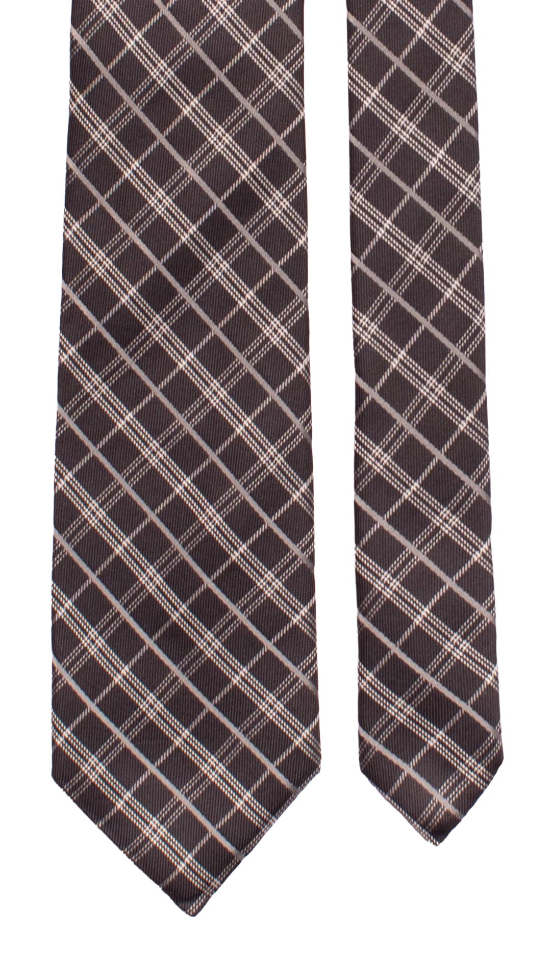 Cravatta a Quadri di Seta Nero Grigio 7389 Made in Italy Graffeo Cravatte Pala