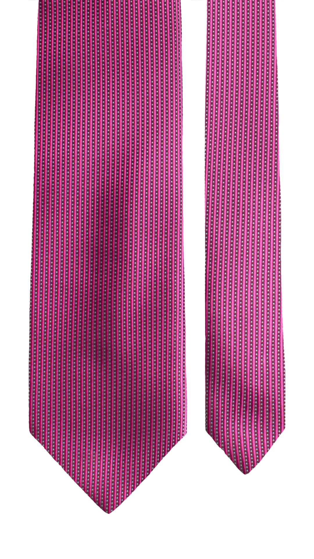 Cravatta di Seta con Riga Verticale Fucsia Bordeaux Bianca 2170 Graffeo Cravatte Made in Italy Pala