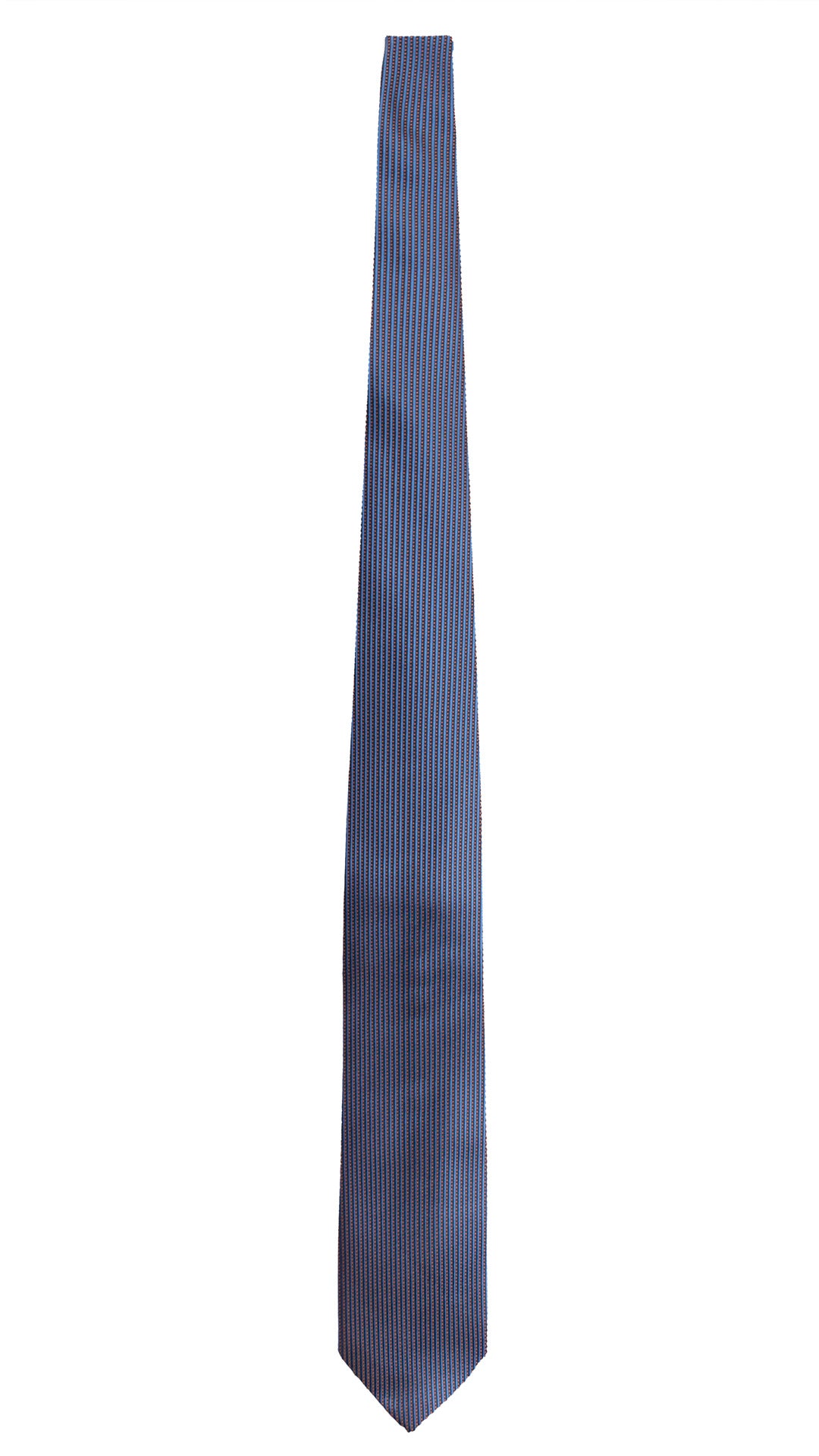 Cravatta di Seta con Righe Verticali Bluette Blu Arancione 2171 Graffeo Cravatte Made in Italy Intera