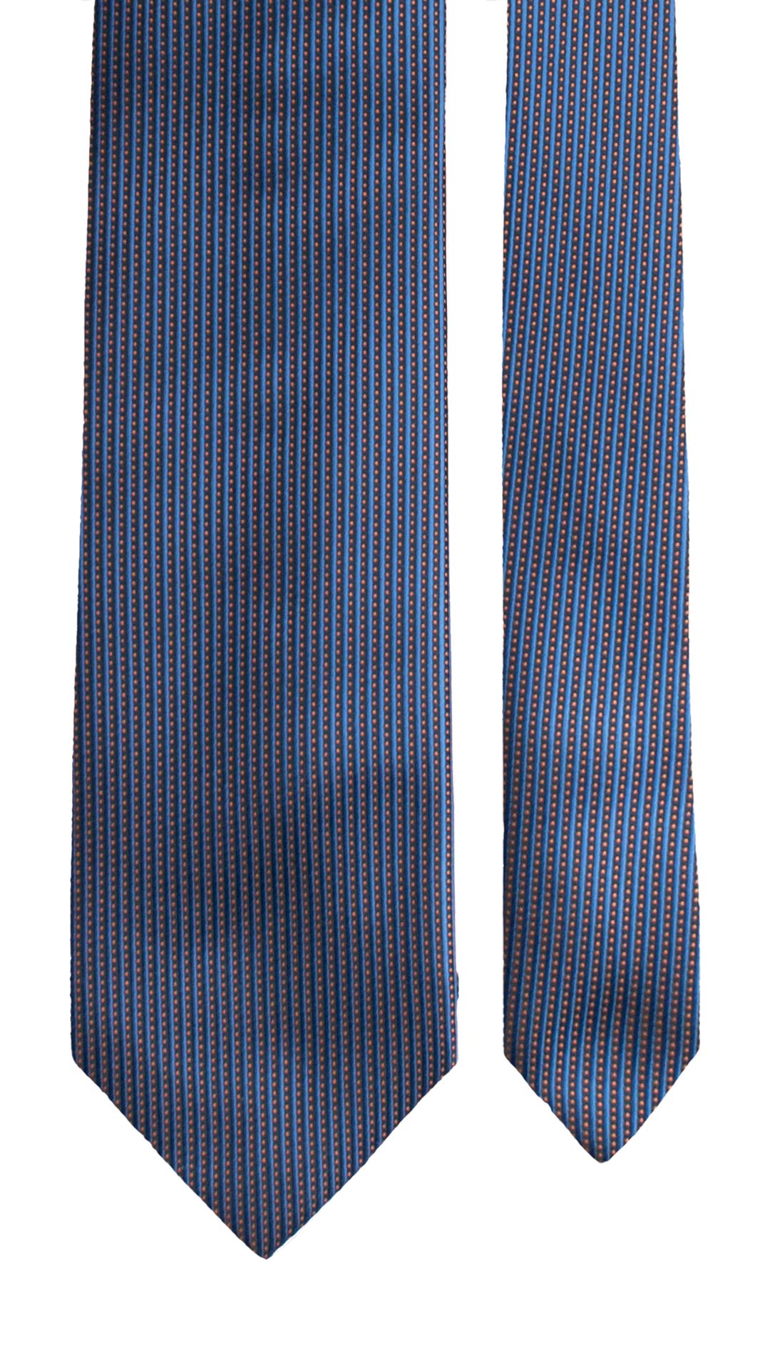 Cravatta di Seta con Righe Verticali Bluette Blu Arancione 2171 Graffeo Cravatte Made in Italy Pala