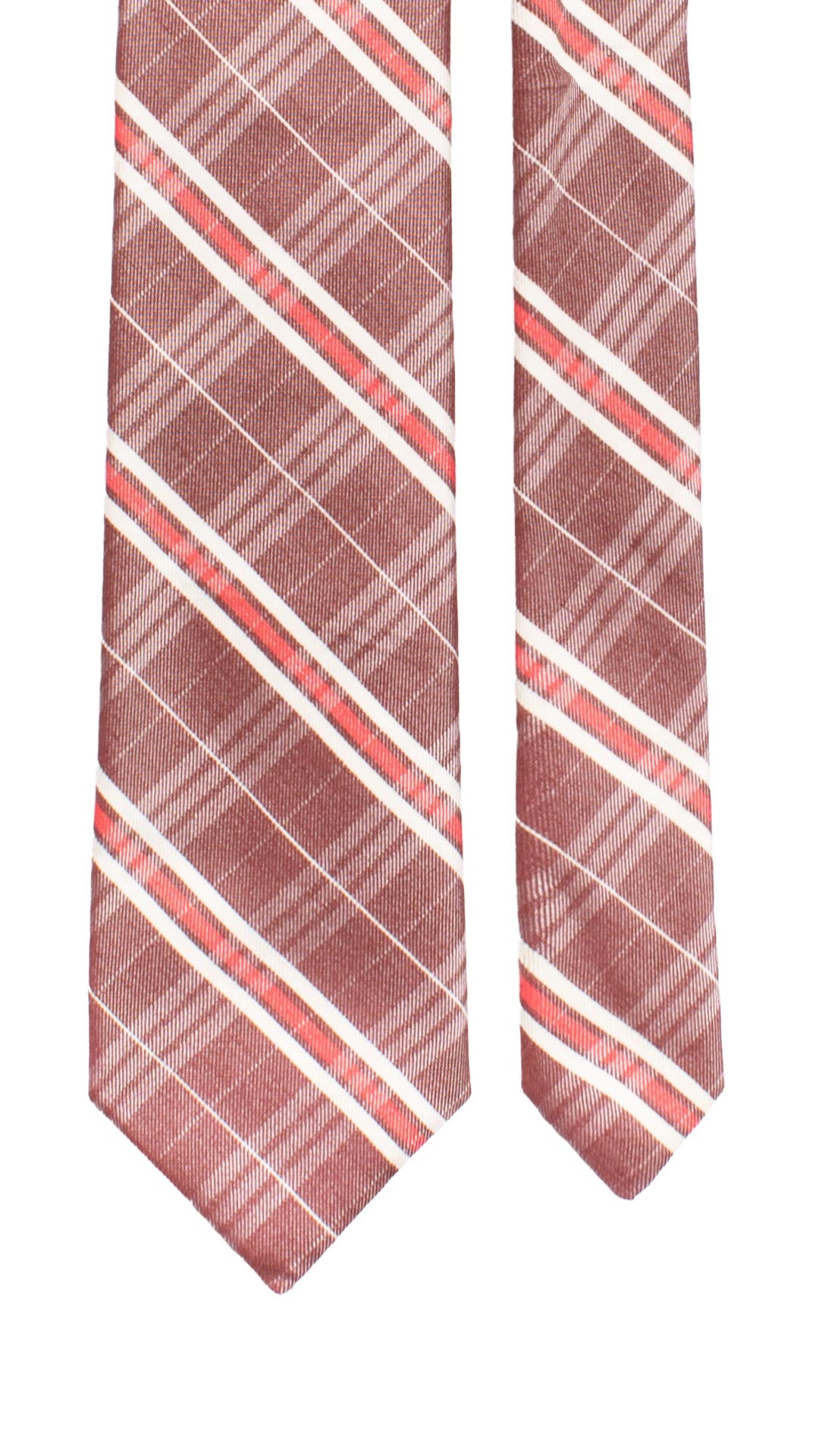 Cravatta in Cotone Lino Bordeaux a Quadri Color Panna Rosso 7449 Made in Italy Graffeo Cravatte Pala