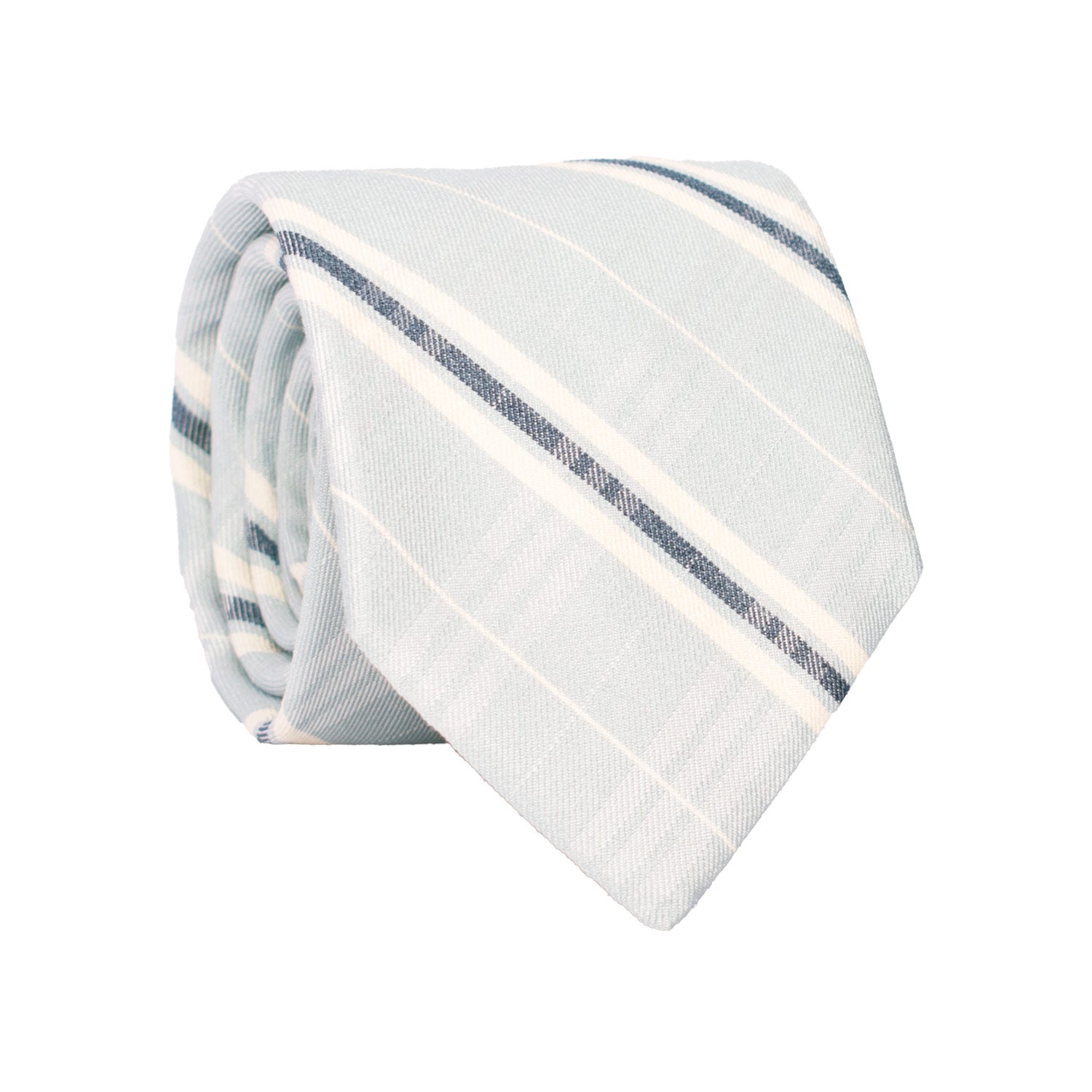 Cravatta in Cotone Lino Celeste Polvere a Quadri Blu Bianco 7450 Made in Italy Graffeo Cravatte Rotolo