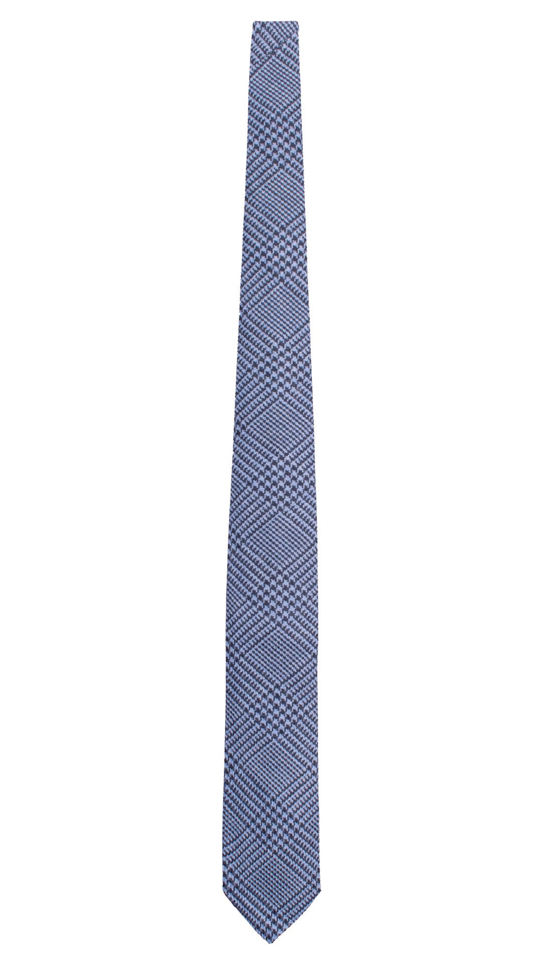 Cravatta in Lana Cashmere Azzurra Principe di Galles Blu L1359 Made in Italy Graffeo Cravatte Intera