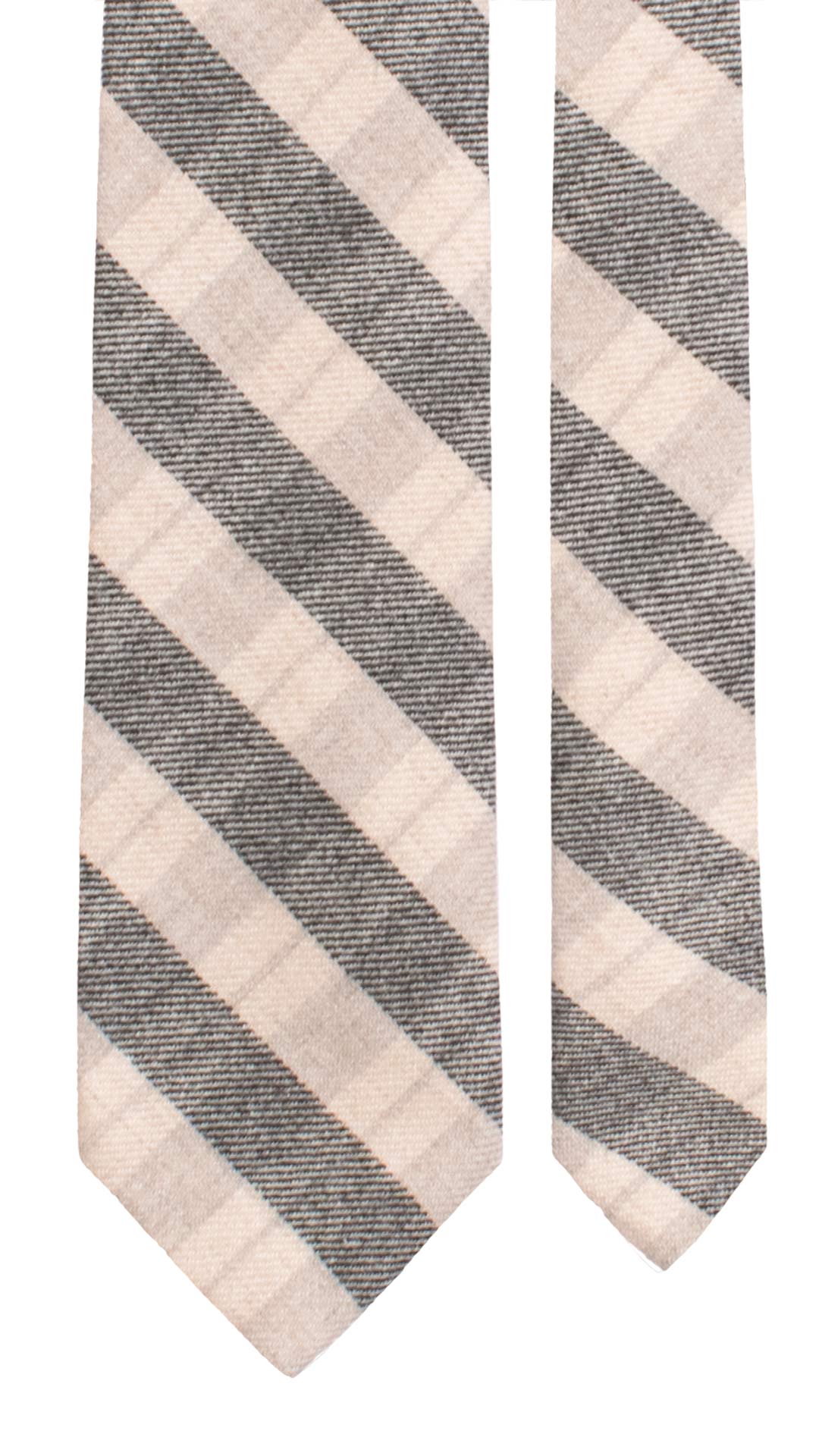 Cravatta in Lana Cashmere Bianco Sporco a Quadri Grigio Chiaro Blu L1241 Made in Italy Graffeo Cravatte Pala