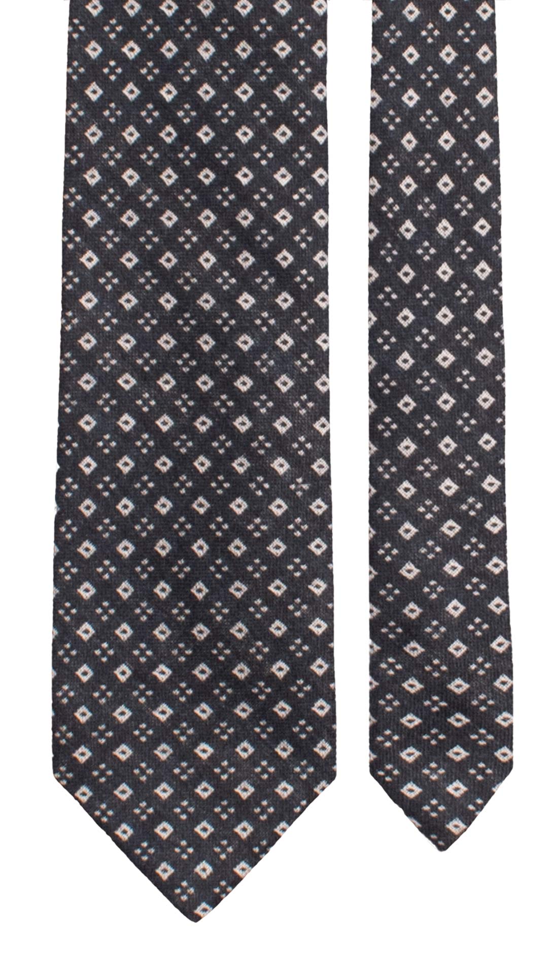 Cravatta in Lana Cashmere Blu Fantasia Bianco L1243 Made in Italy Graffeo Cravatte Pala