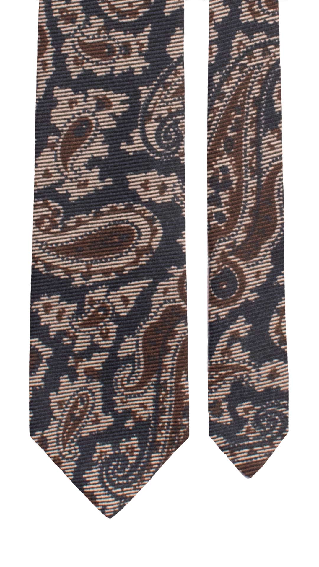 Cravatta in Lana Cashmere Blu Paisley Marrone Tortora L1381 Made in Italy Graffeo Cravatte Pala