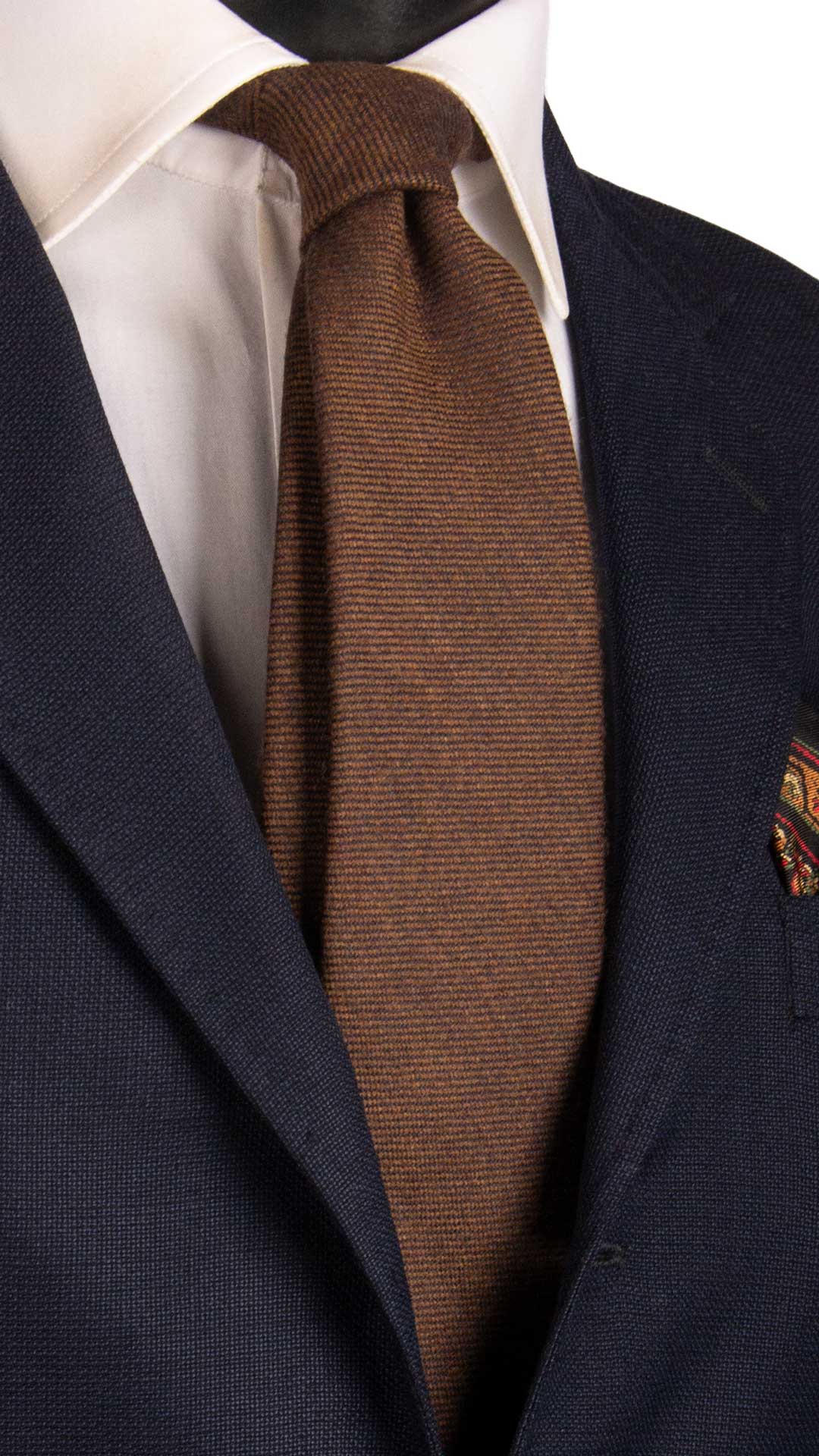 Cravatta-in-Lana-Cashmere-a-Righe-Marrone-Blu-L1130