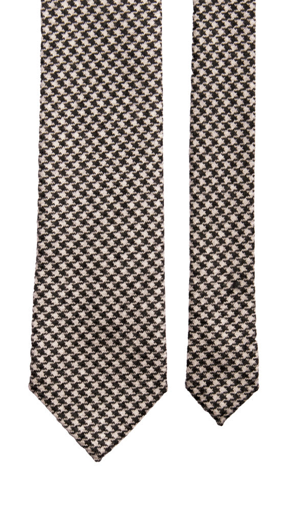 Cravatta in Lana Cashmere Pied de Poule Grigio Chiaro Nero Made in Italy Graffeo Cravatte Pala