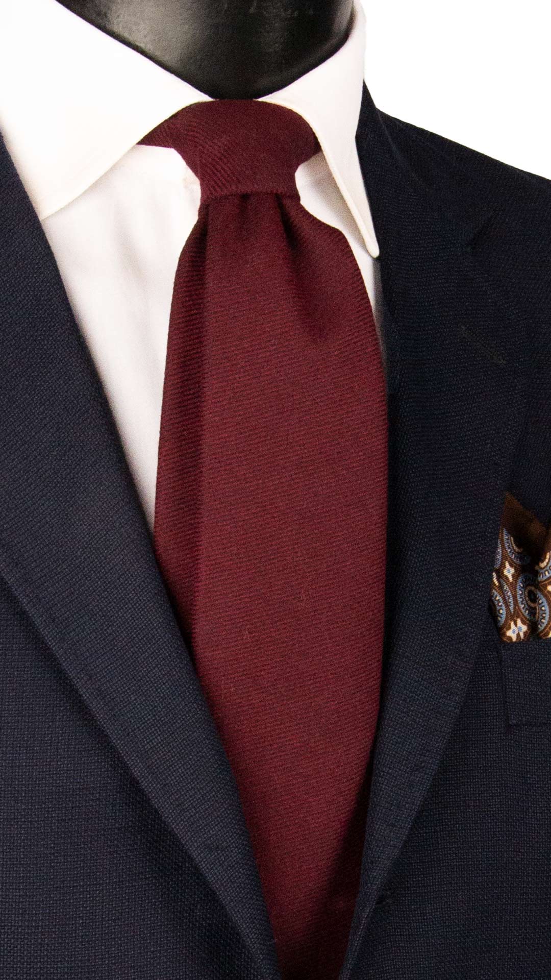Cravatta in Lana Cashmere Rosso Bordeaux Blu Tinta Unita L1216 Made in Italy Graffeo Cravatte