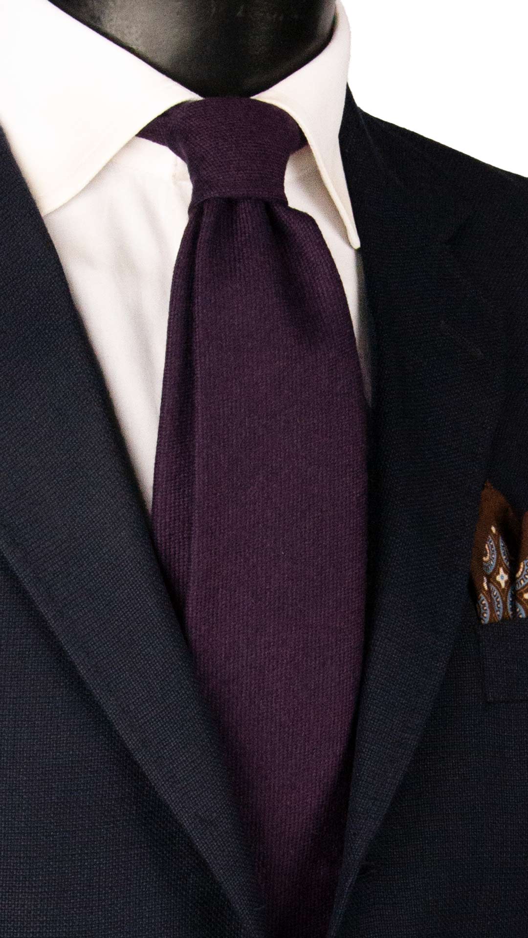 Cravatta in Lana Cashmere Viola Blu Tinta Unita L1285 Made in Italy Graffeo Cravatte