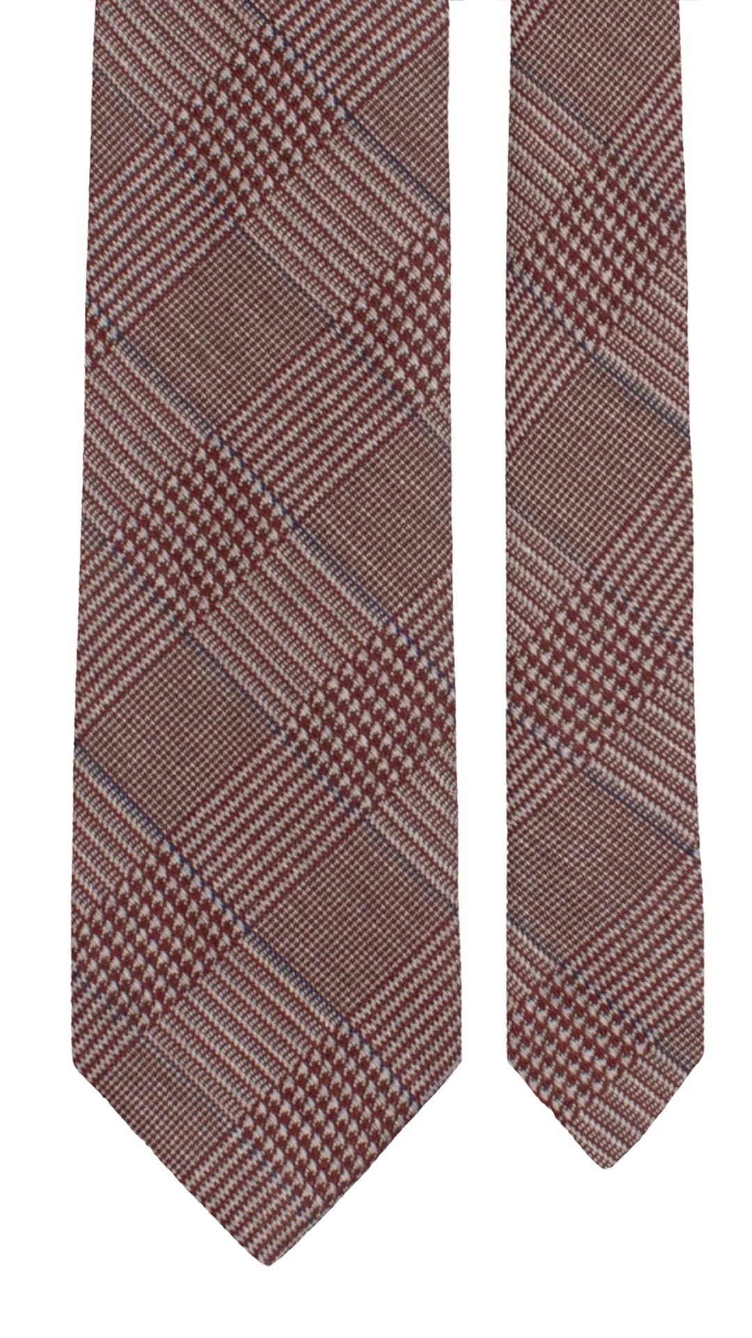 Cravatta in Lana Seta Bordeaux Principe di Galles Grigio Blu L1245 Made in Italy Graffeo Cravatte Pala