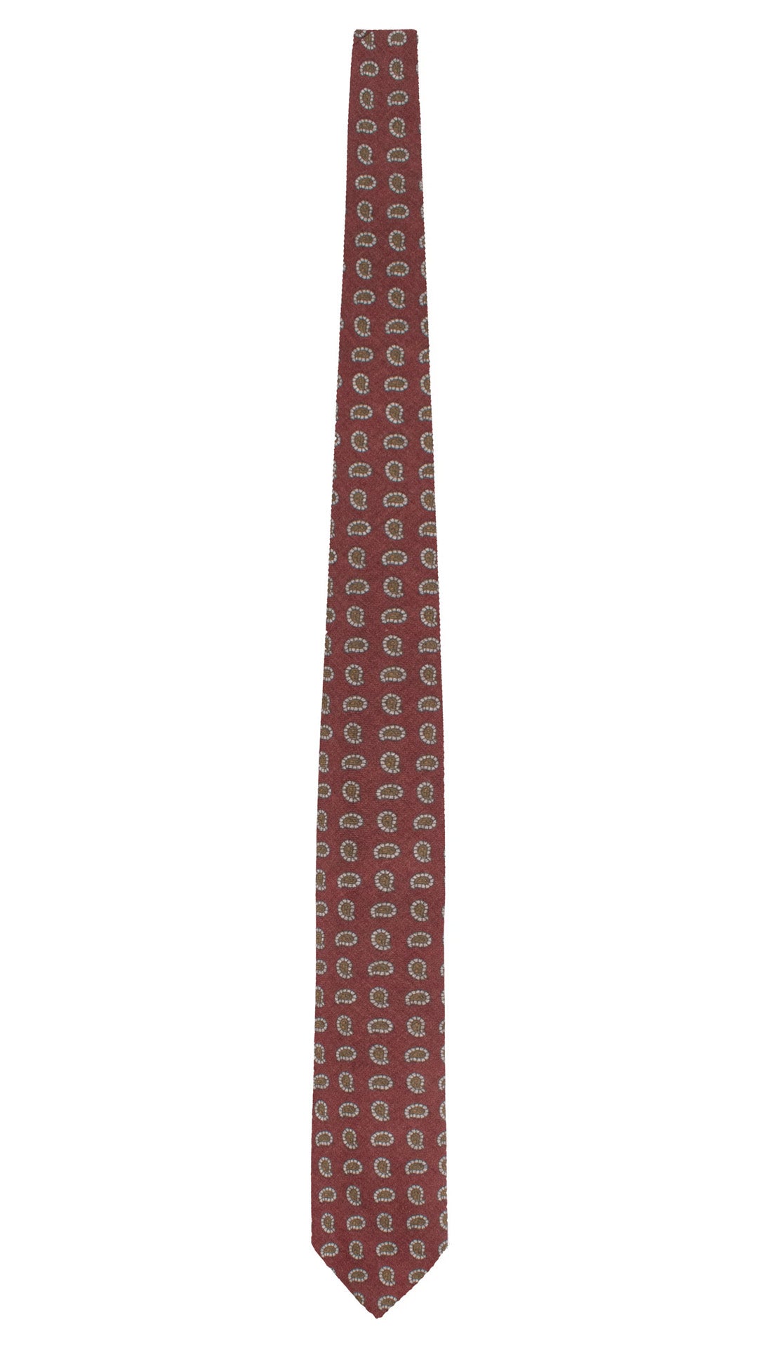 Cravatta in Lana Seta Borgogna Paisley Grigio Verde Oliva Blu L1198 Made in Italy Graffeo Cravatte Intera
