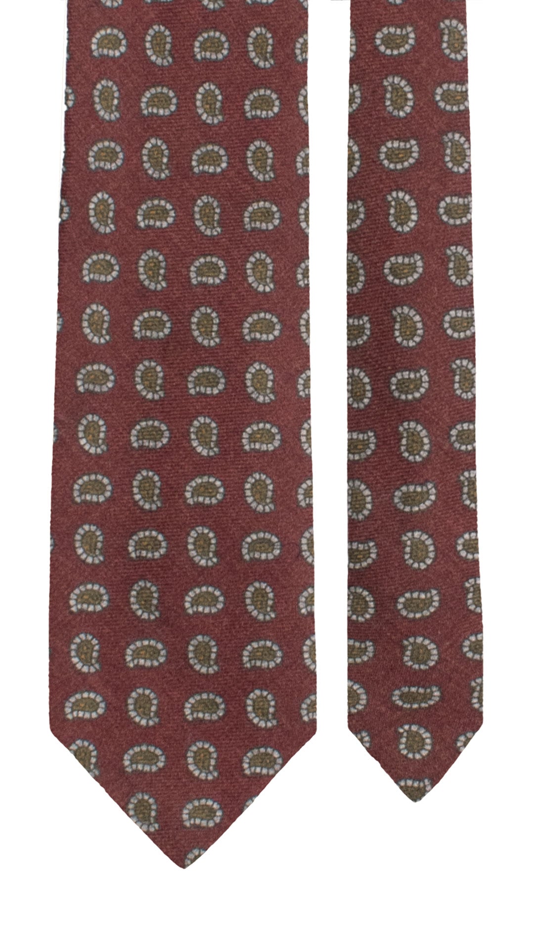 Cravatta in Lana Seta Borgogna Paisley Grigio Verde Oliva Blu L1198 Made in Italy Graffeo Cravatte Pala