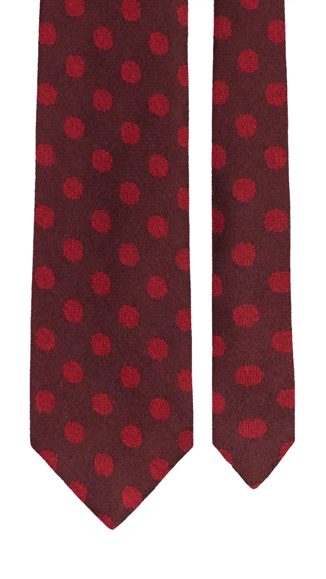 Cravatta in Lana Seta Borgogna a Pois Rossi L1301 Made in Italy Graffeo Cravatte Pala