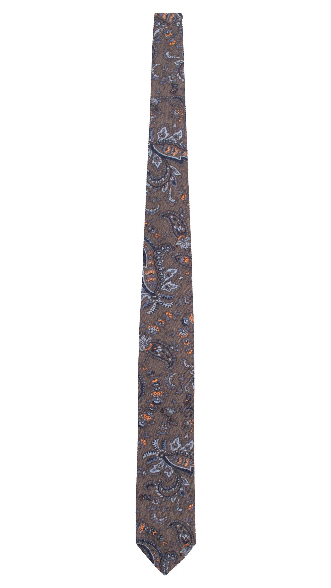 Cravatta in Lana Seta Grigio Antracite Paisley Multicolor L1380 Made in Italy Graffeo Cravatte Intera
