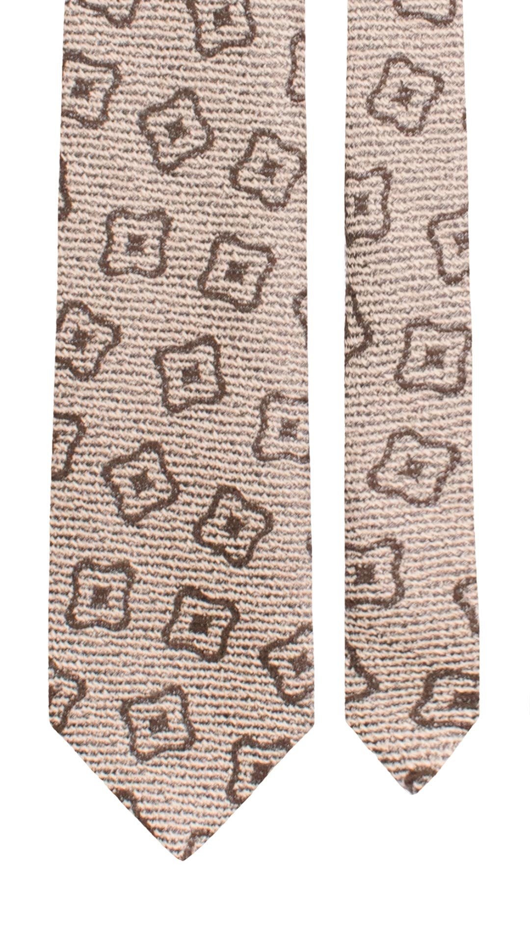 Cravatta in Lana Seta Grigio Tortora Fantasia Marrone L1363 Made in Italy Graffeo Cravatte Pala