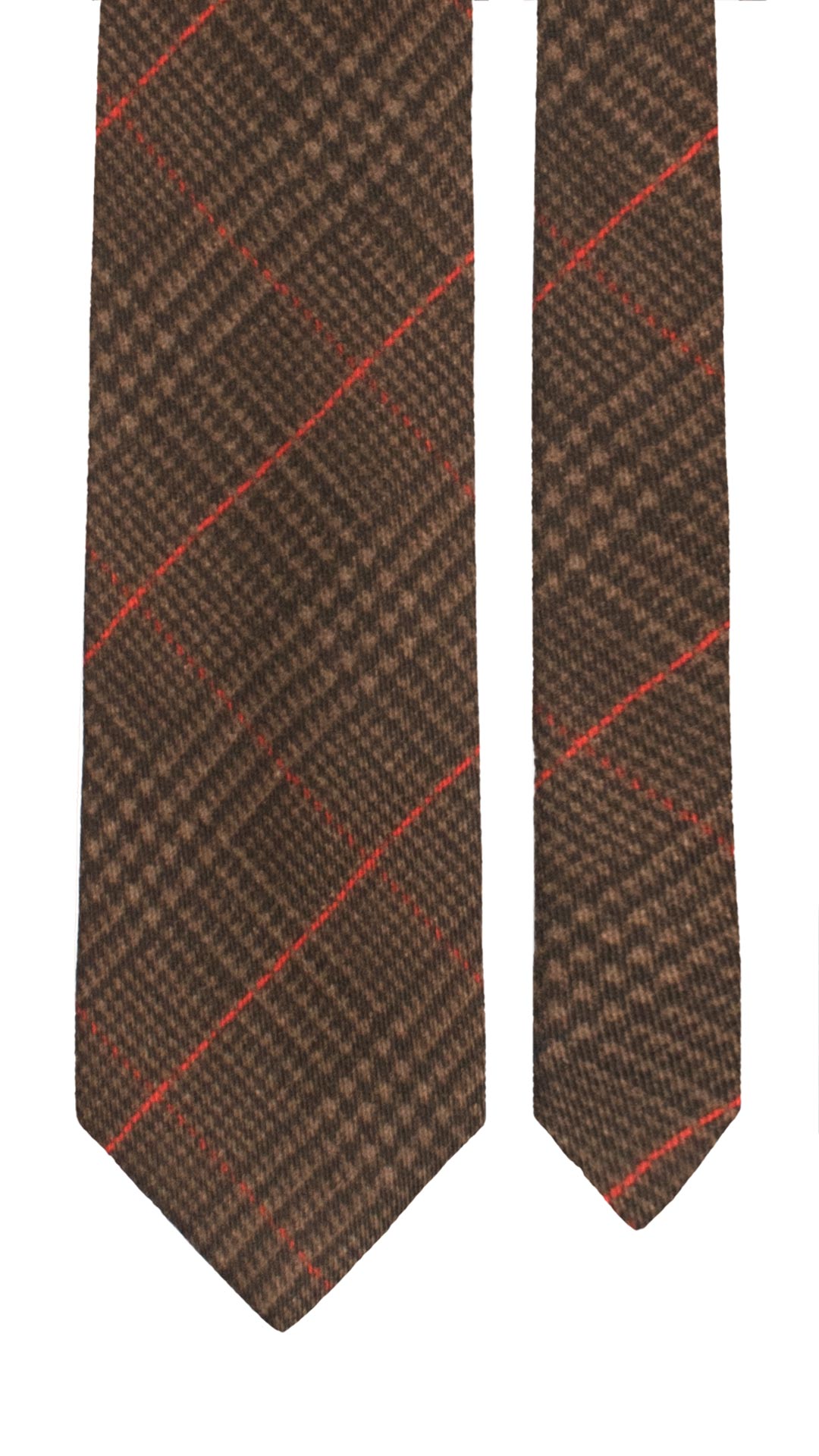 Cravatta in Lana Seta Principe di Galles Marrone Rosso L1318 Made in Italy Graffeo Cravatte Pala