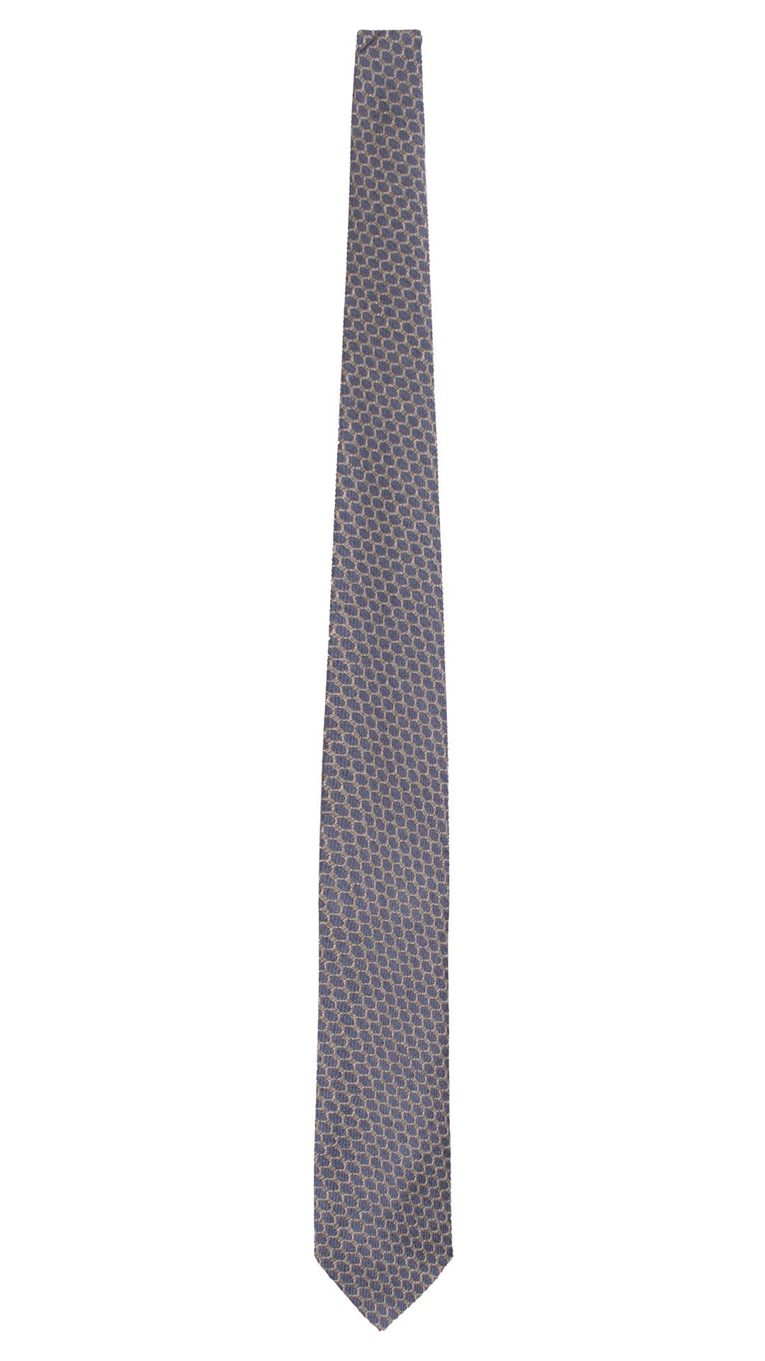 Cravatta in Lana Seta Verde Grigio Tortora Fantasia Blu Navy L1190 Made in Italy Graffeo Cravatte Intera