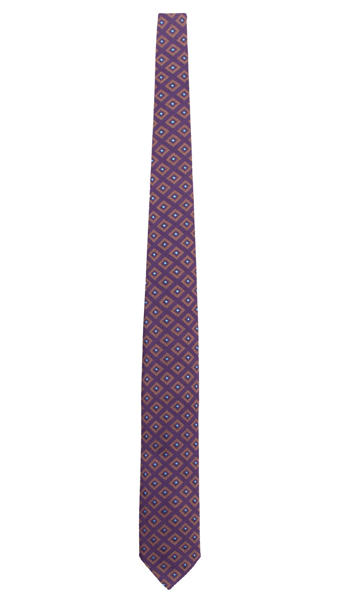 Cravatta in Lana Seta Viola Fantasia Tortora Turchese L1355 Made in Italy Graffeo Cravatte Intera