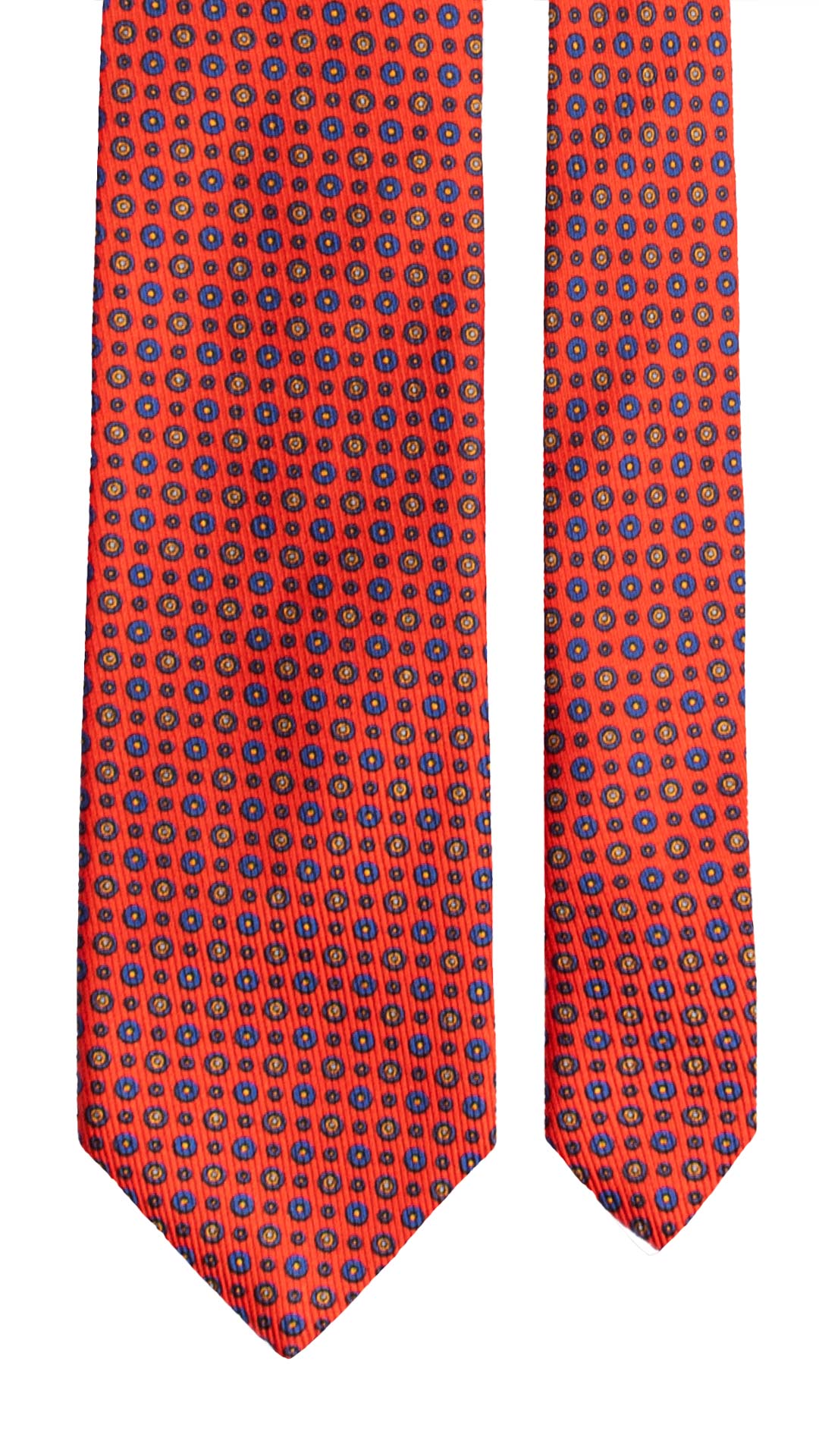 Cravatta in Saia di Seta Arancione Fantasia Blu Celeste SA109 Made in Italy Graffeo Cravatte Pala
