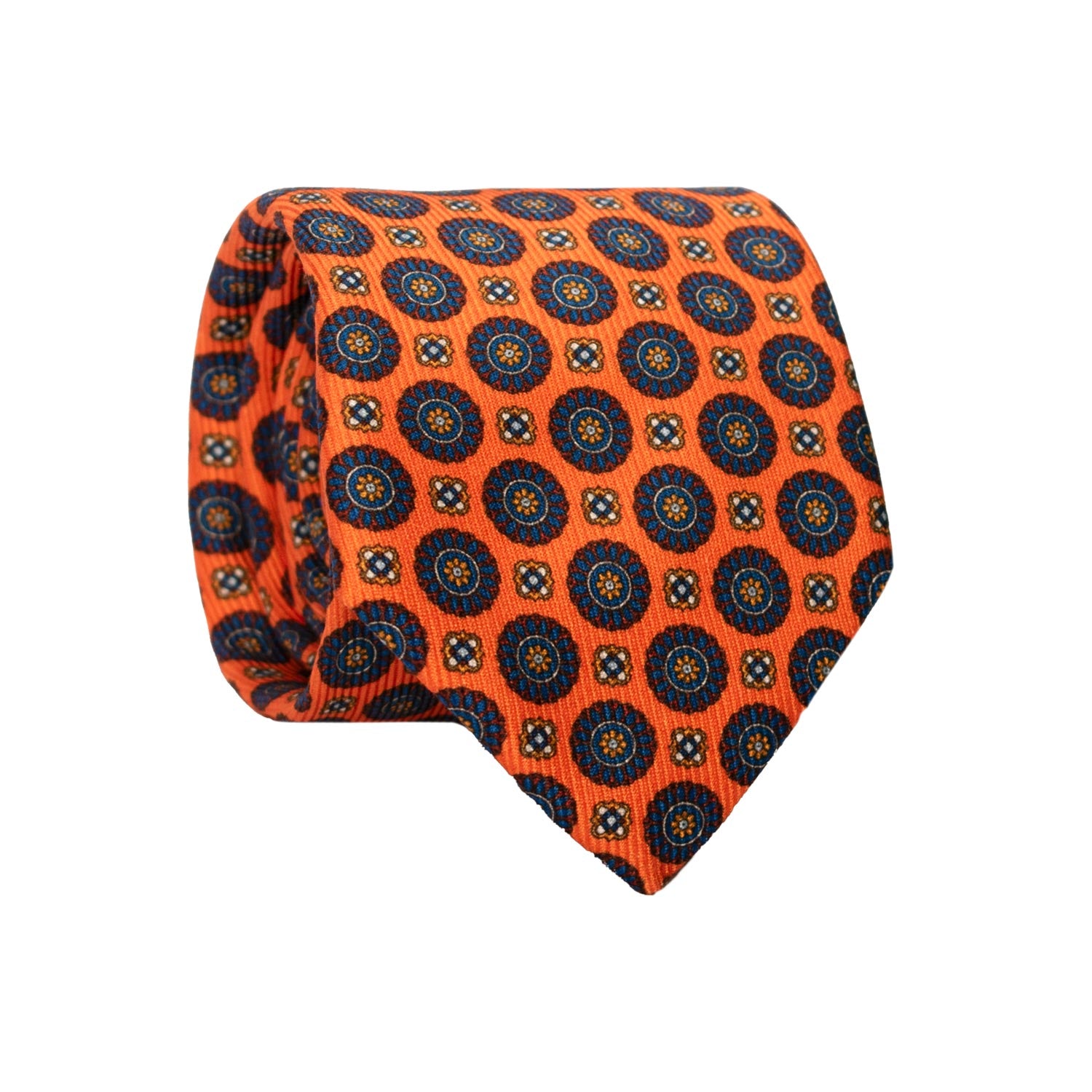 Cravatta in Saia di Seta Arancione Fantasia Multicolor SA16 Made in Italy Graffeo Cravatte Rotolo