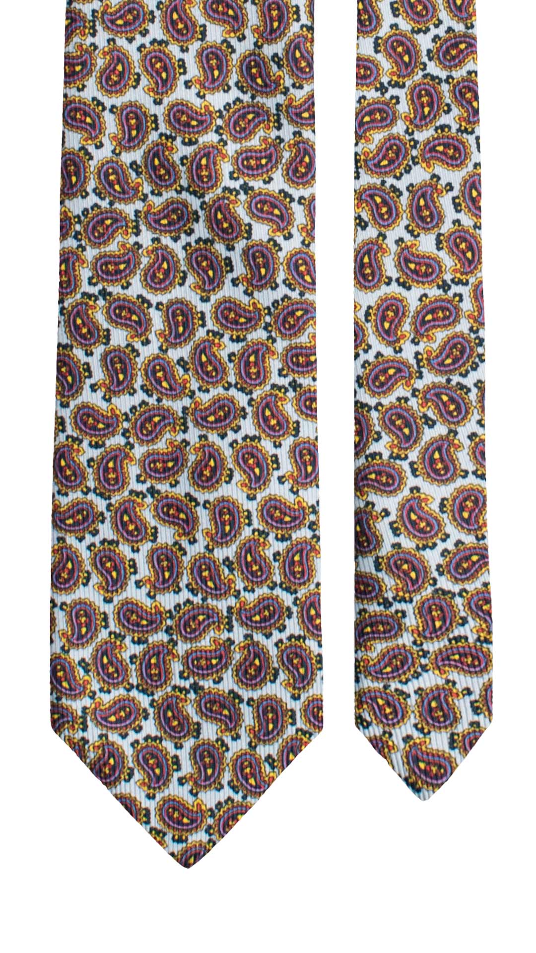 Cravatta in Saia di Seta Azzurra Paisley Multicolor SA26 Made in Italy Graffeo Cravatte Pala