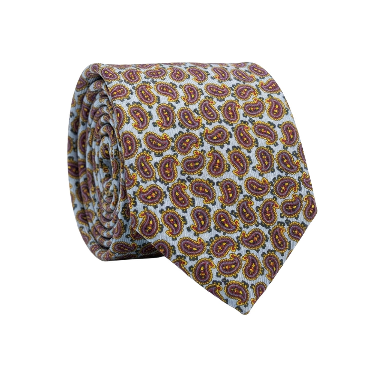 Cravatta in Saia di Seta Azzurra Paisley Multicolor SA26 Made in Italy Graffeo Cravatte Rotolo