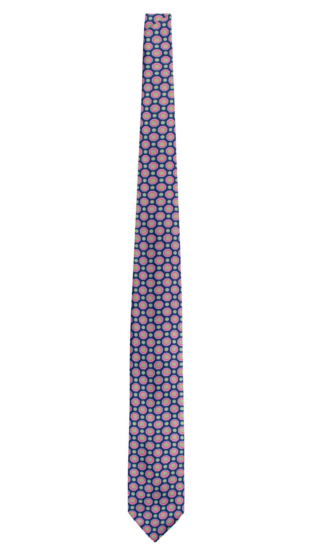 Cravatta in Saia di Seta Blu Fantasia Multicolor SA14 Made in Italy Graffeo Cravatte Intera