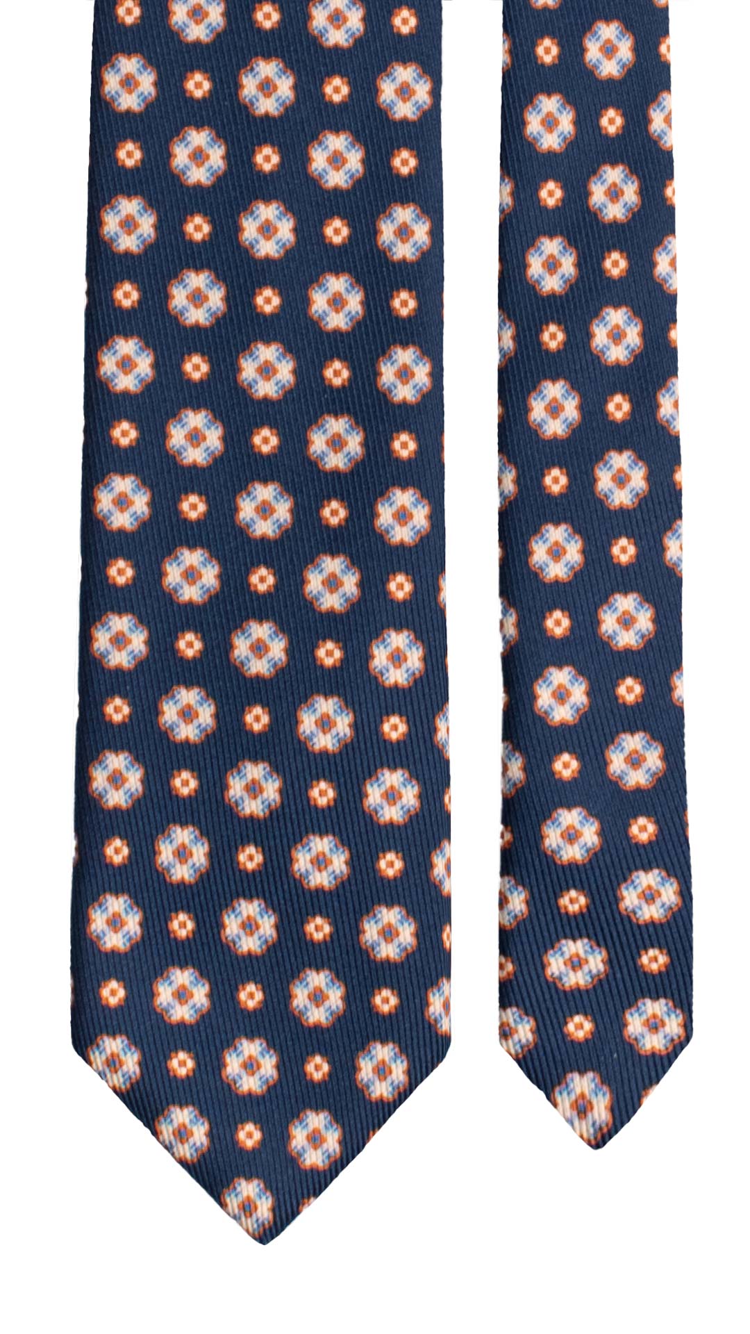 Cravatta in Saia di Seta Blu Navy Fantasia Multicolor SA102 Made in Italy Graffeo Cravatte Pala
