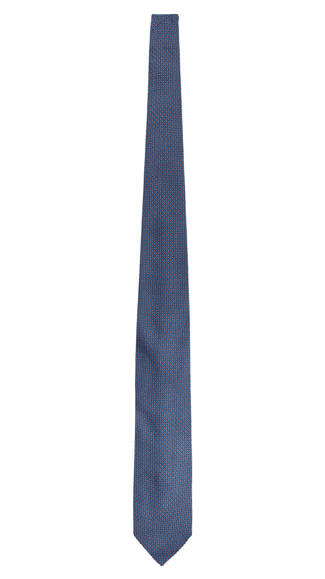 Cravatta in Saia di Seta Bluette Fantasia Blu Arancione SA69 Made in Italy Graffeo Cravatte Intera