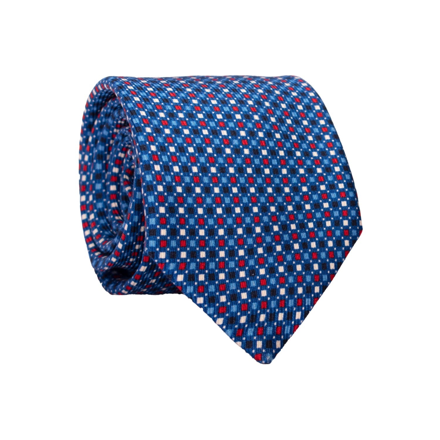 Cravatta in Saia di Seta Bluette Fantasia Multicolor SA3 Made in Italy Graffeo Cravatte Rotolo