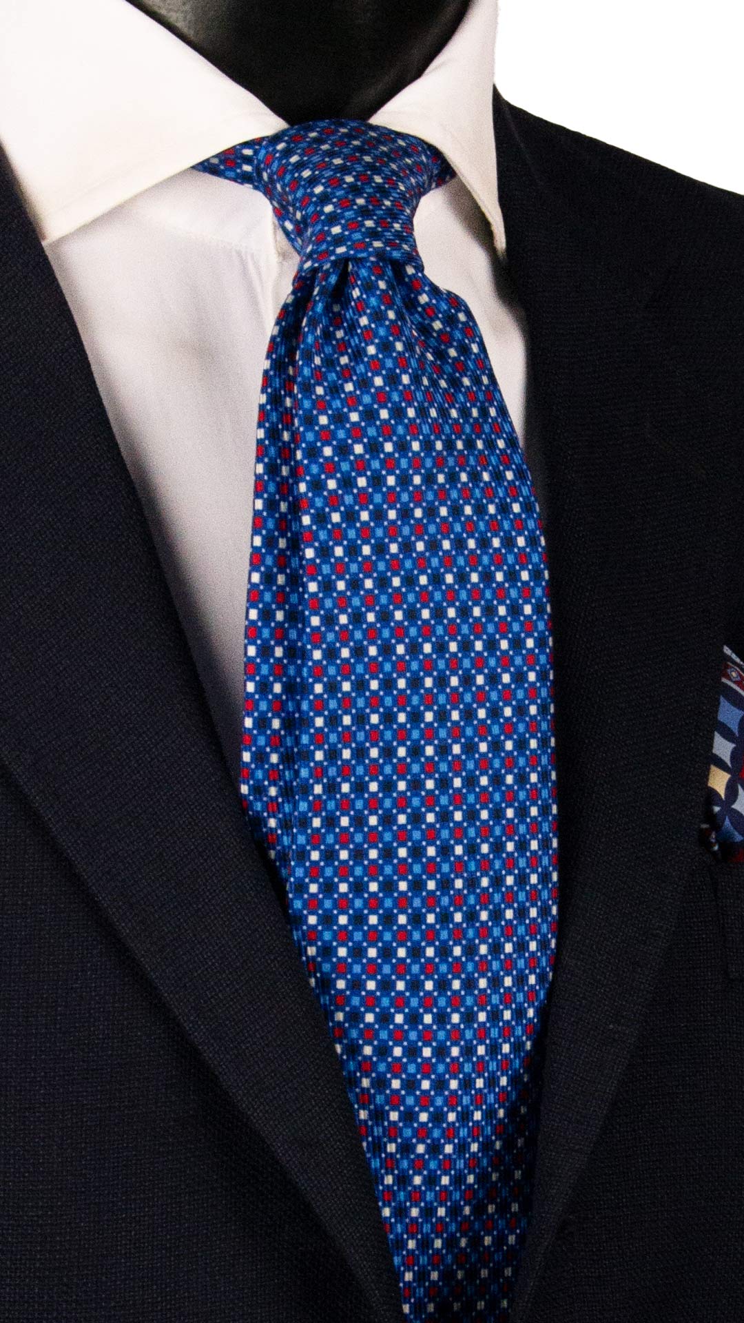 Cravatta in Saia di Seta Bluette Fantasia Multicolor SA3 Made in Italy Graffeo Cravatte