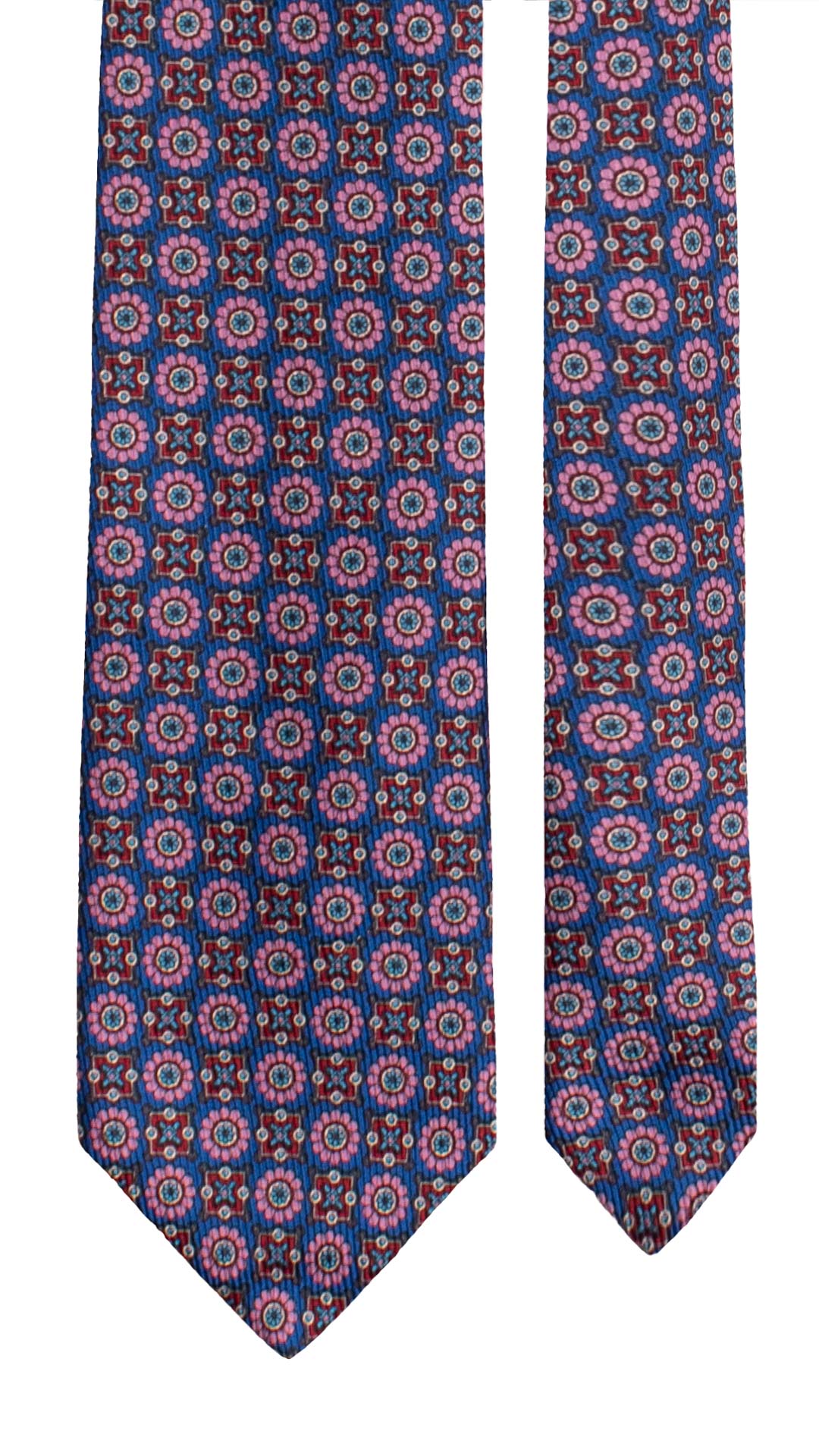 Cravatta in Saia di Seta Bluette Fantasia Multicolor SA99 Made in Italy Graffeo Cravatte Pala