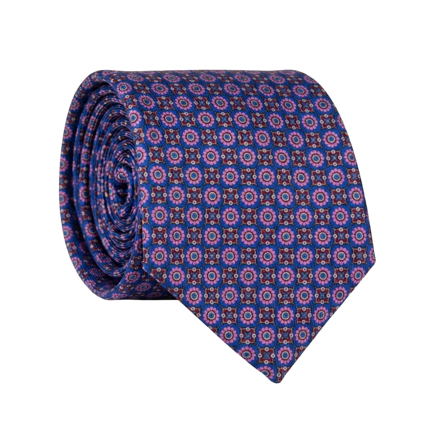 Cravatta in Saia di Seta Bluette Fantasia Multicolor SA99 Made in Italy Graffeo Cravatte Rotolo