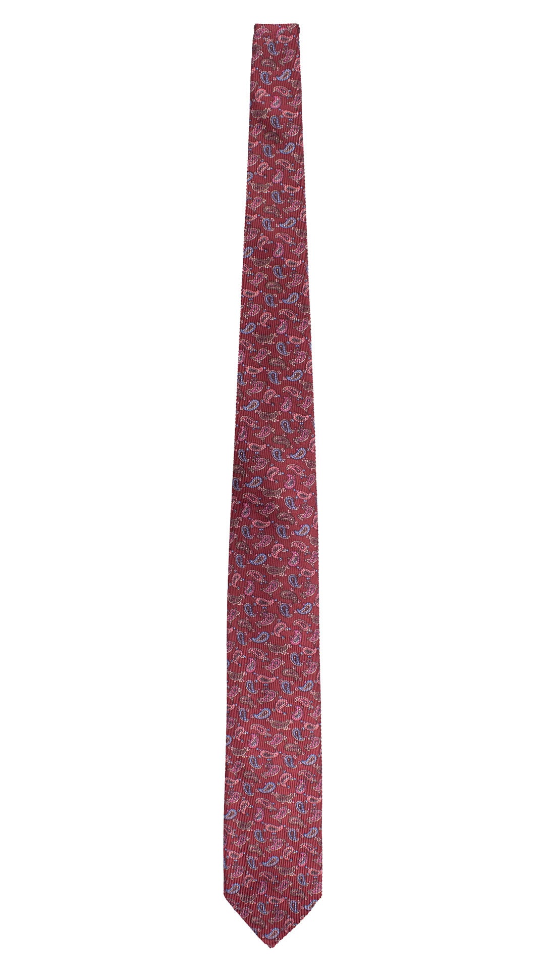 Cravatta in Saia di Seta Bordeaux Paisley Multicolor SA27 Made in Italy Graffeo Cravatte Intera