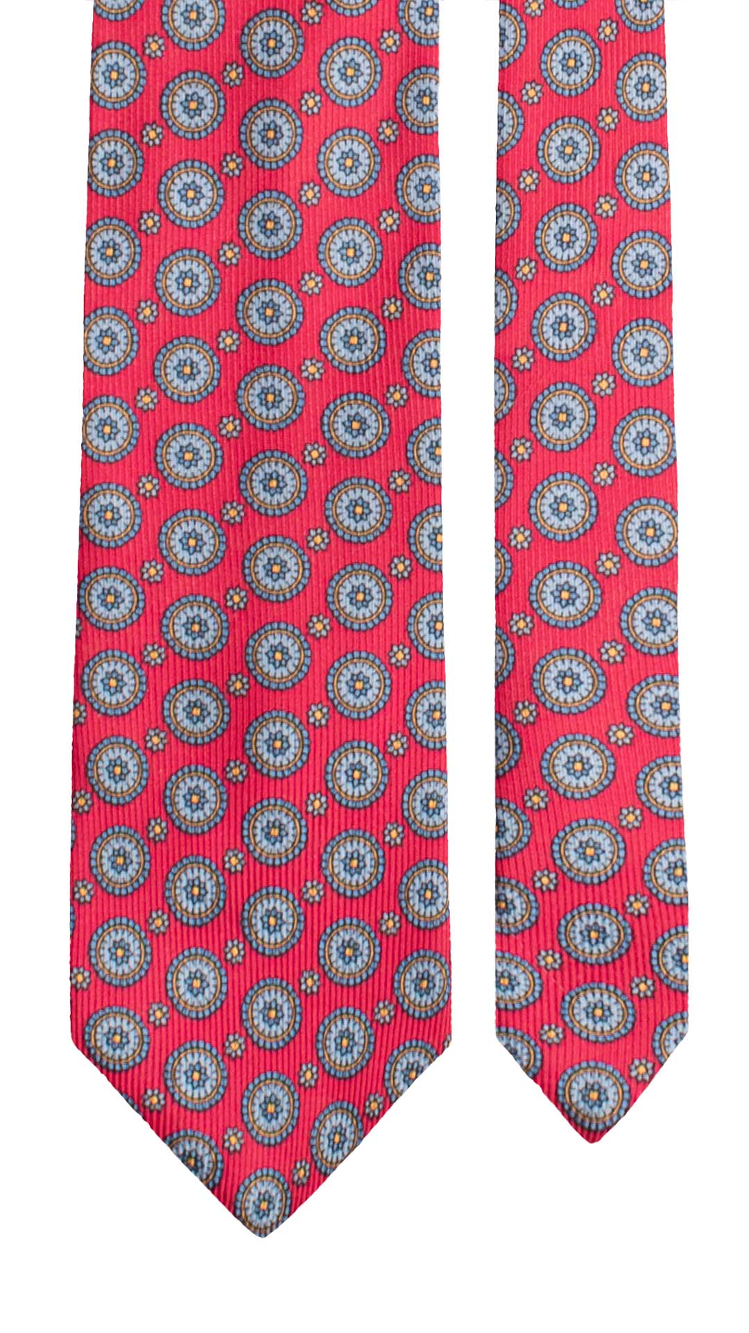 Cravatta in Saia di Seta Fucsia Fantasia Celeste Giallo Azzurro SA58 Graffeo Cravatte Made in Italy Pala