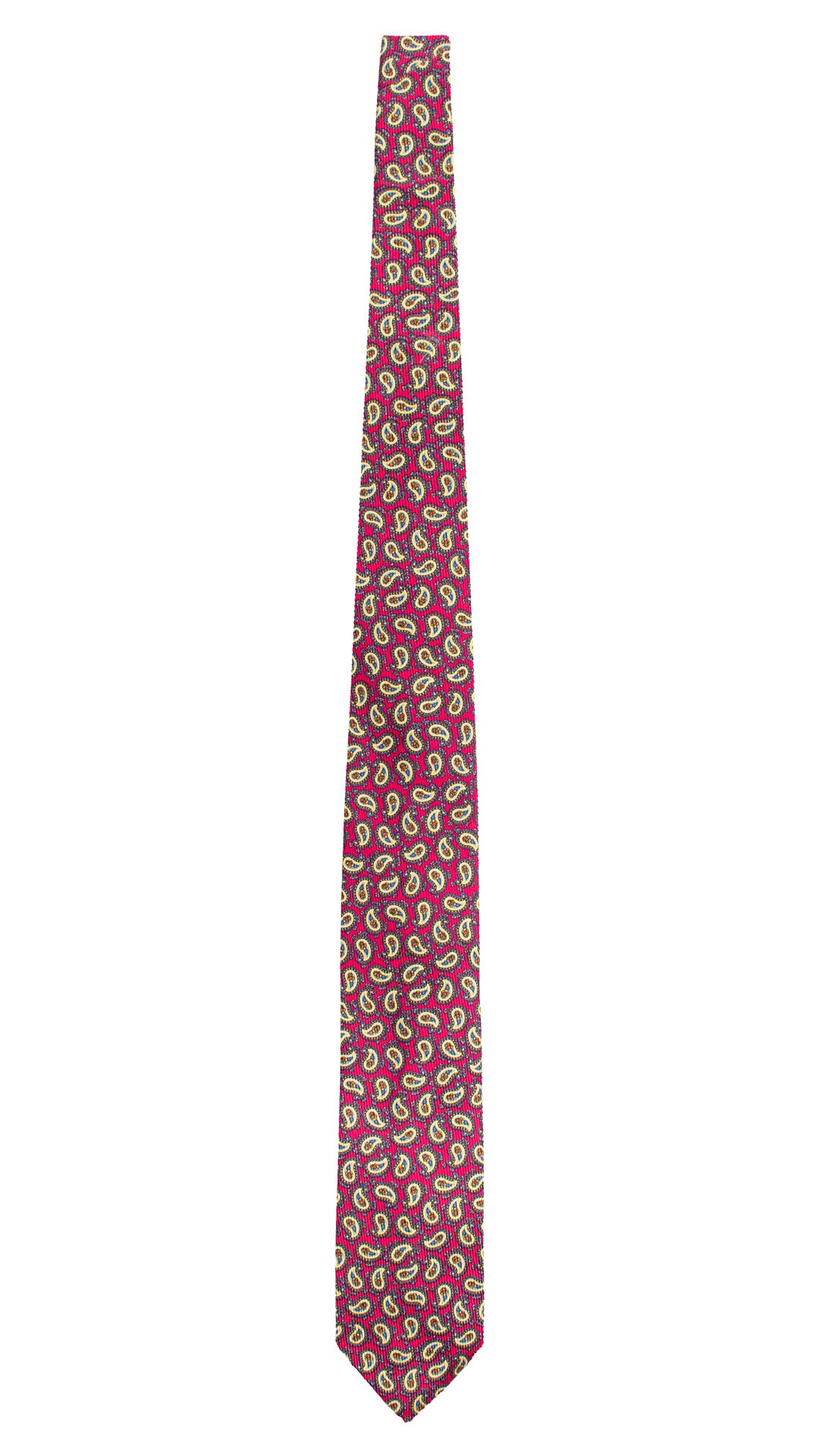 Cravatta in Saia di Seta Fucsia Paisley Multicolor SA11 Made in Italy Graffeo Cravatte Intera