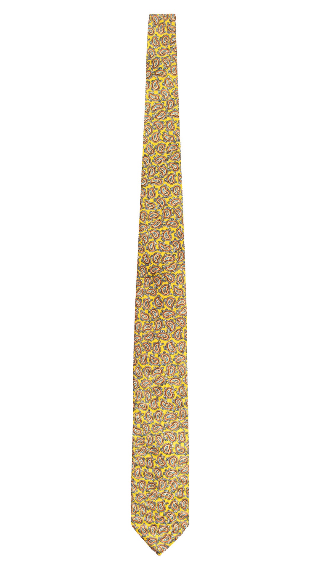 Cravatta in Saia di Seta Gialla Paisley Multicolor SA12 Made in Italy Graffeo Cravatte Intera