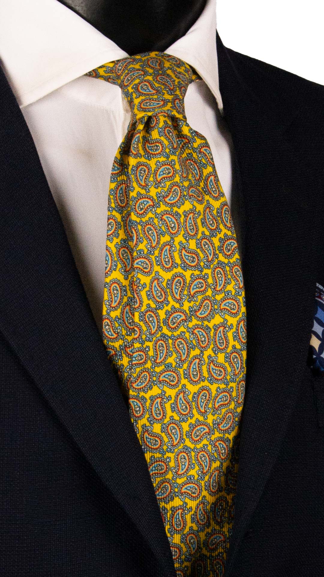 Cravatta in Saia di Seta Gialla Paisley Multicolor SA12 Made in Italy Graffeo Cravatte